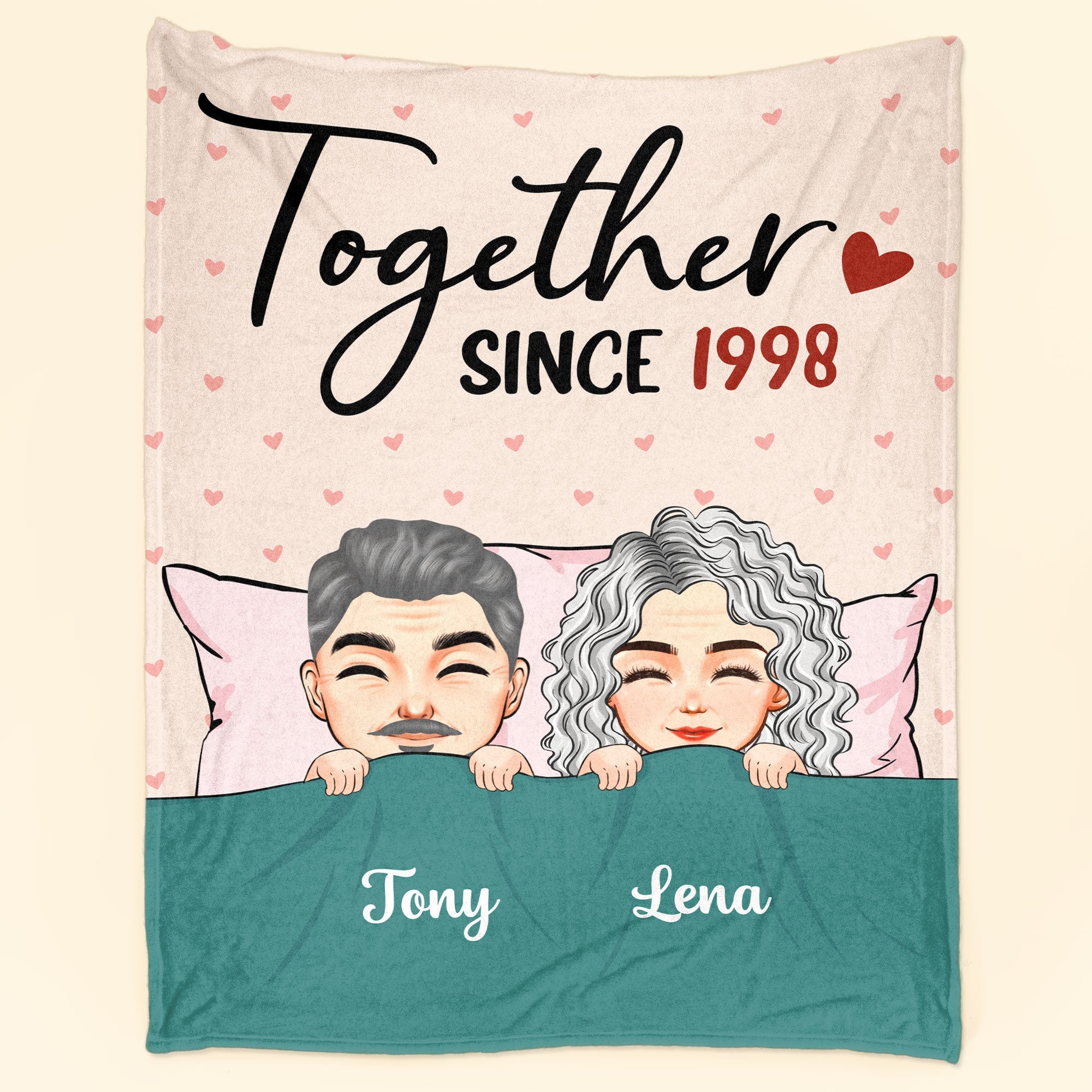Together Since - Peeking Couple - Personalized Blanket