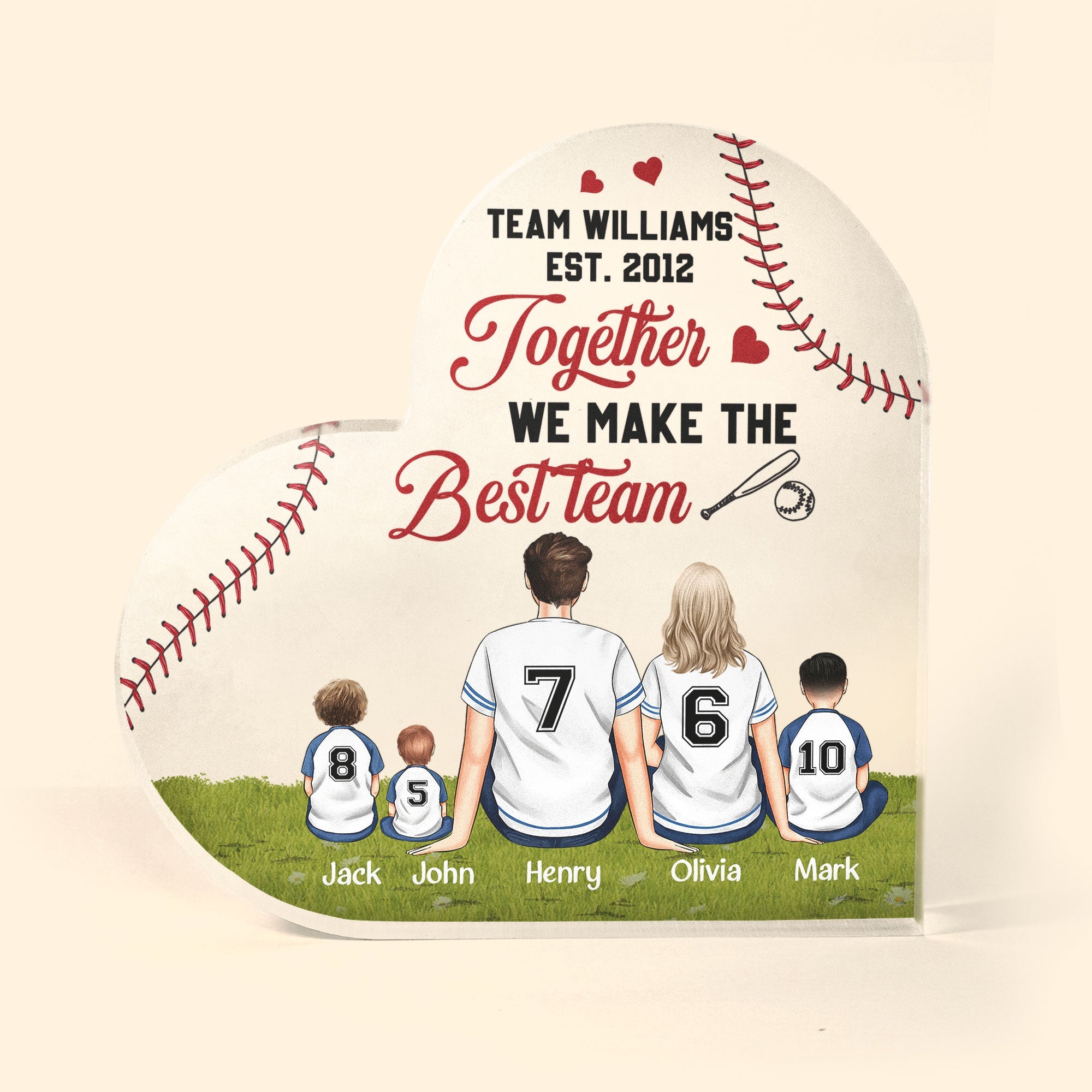 Together We Make The Best Team - Personalized Heart Shaped Acrylic Plaque