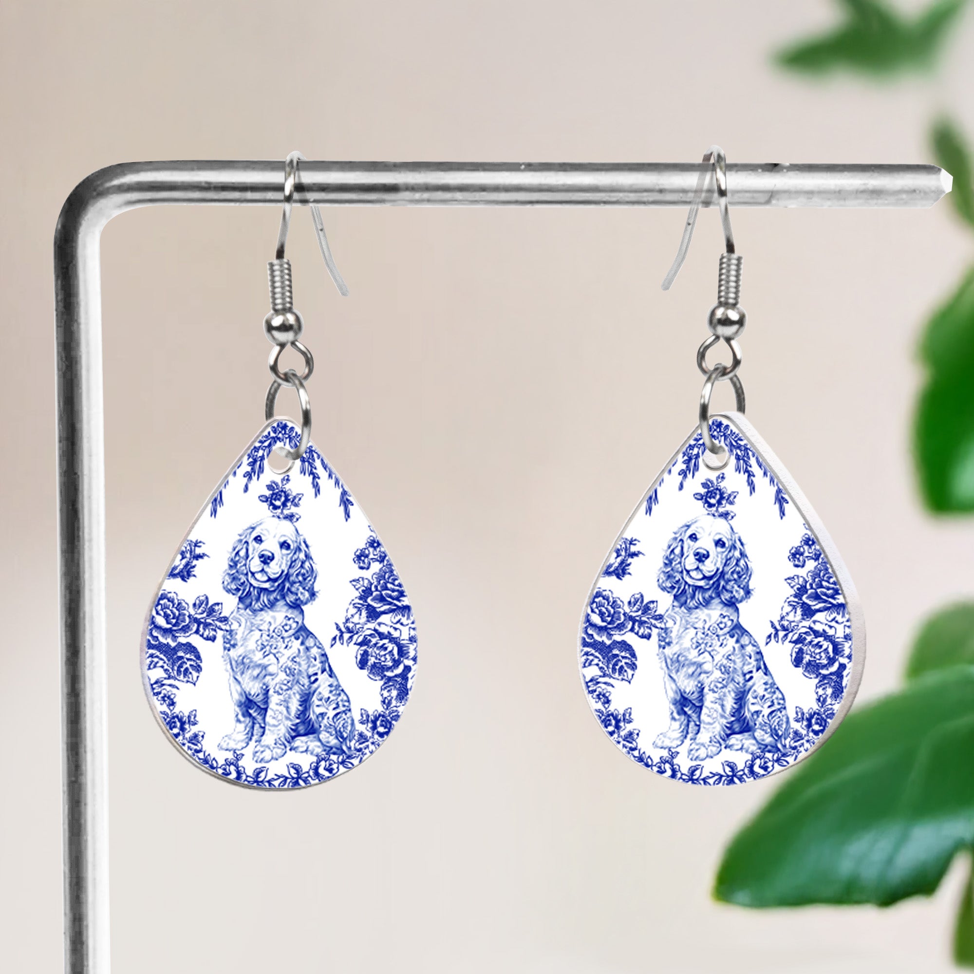 Toile De Jouy Dog Custom Breeds French Style - Personalized Acrylic Earrings