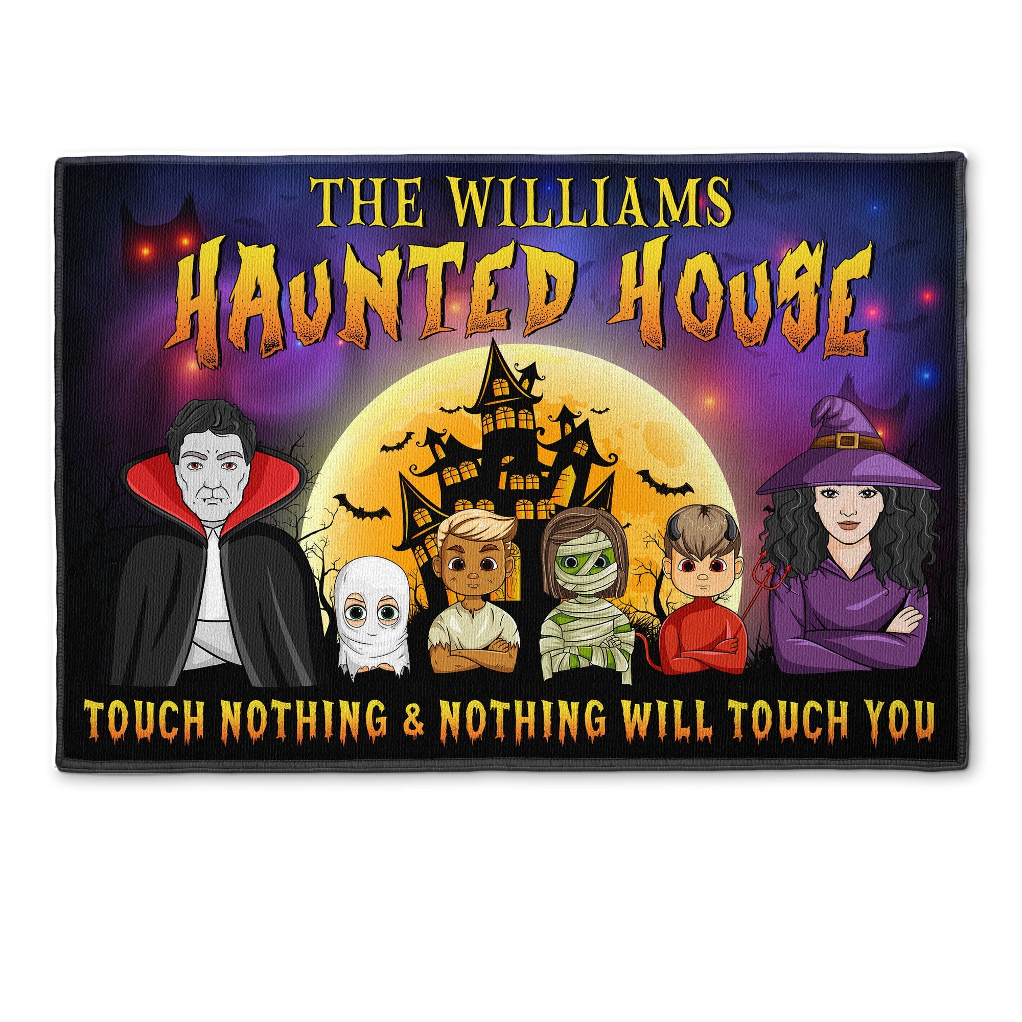 Touch Nothing And Nothing Will Touch You - Personalized Doormat - Funny Halloween Gift For Family, Dad, Mom, Grandma, Grandpa, Kids, Home Warming Gift, Halloween Decor