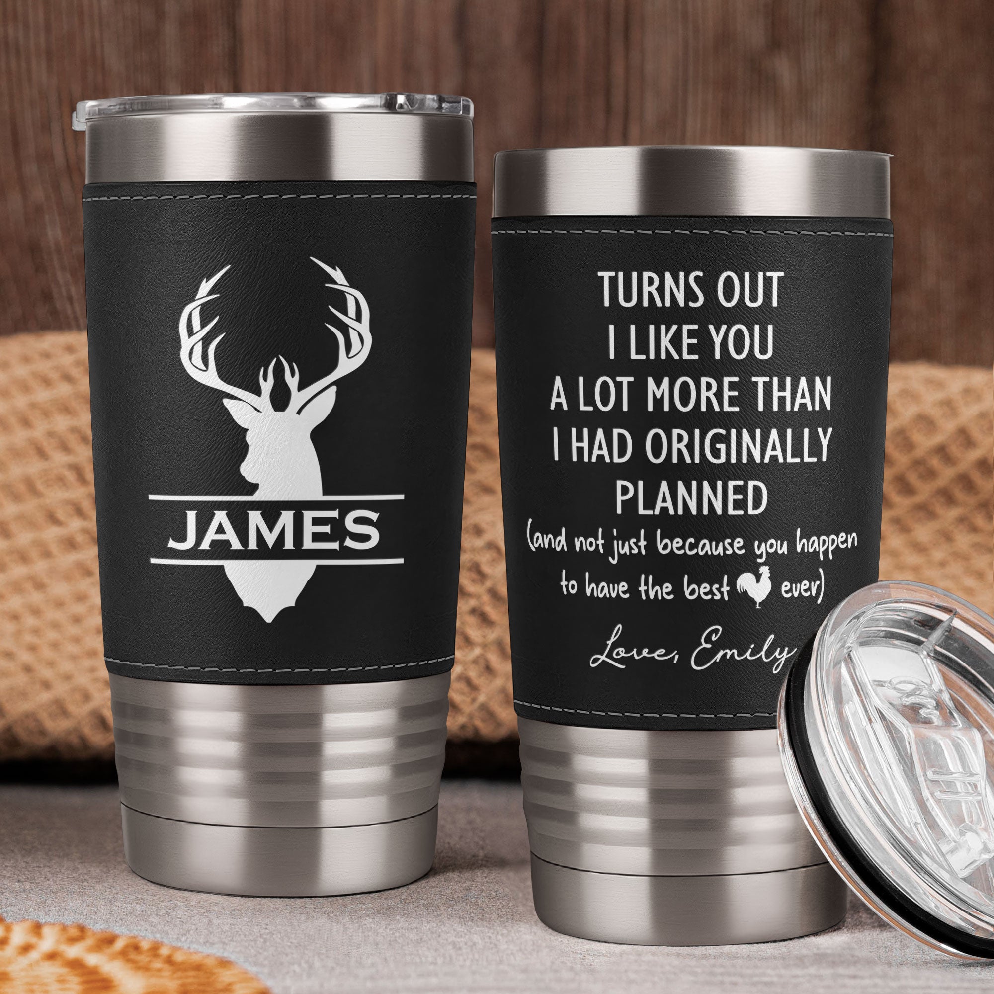 Turns Out I Like You A Lot More - Fun Gift For Him - Personalized 20oz Leather Wrapped Tumbler