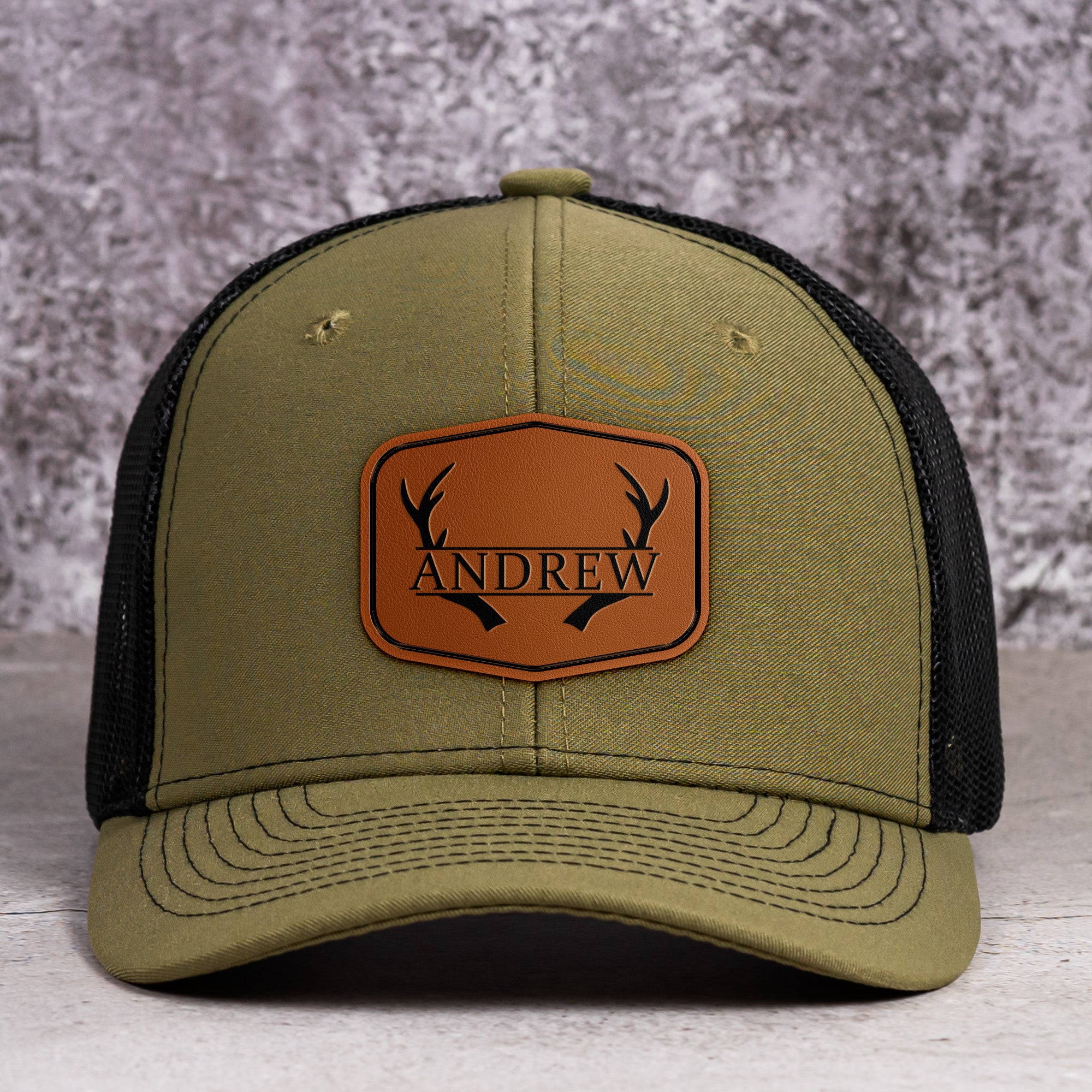 Vintage Custom Name & Symbols For Men, Husband, Dad - Personalized Leather Patch Hat