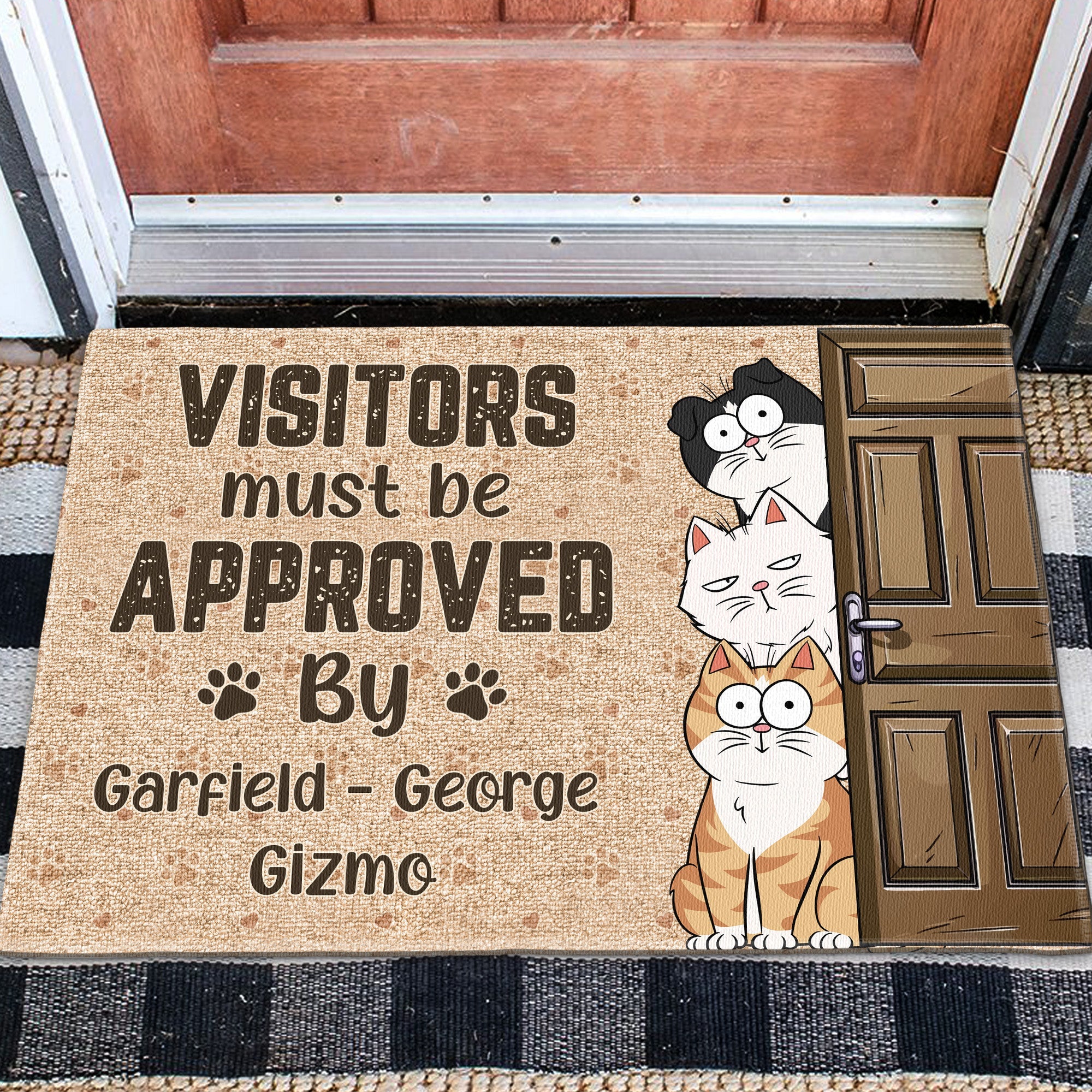 Visitors Must Be Approved By Pet - Personalized Doormat