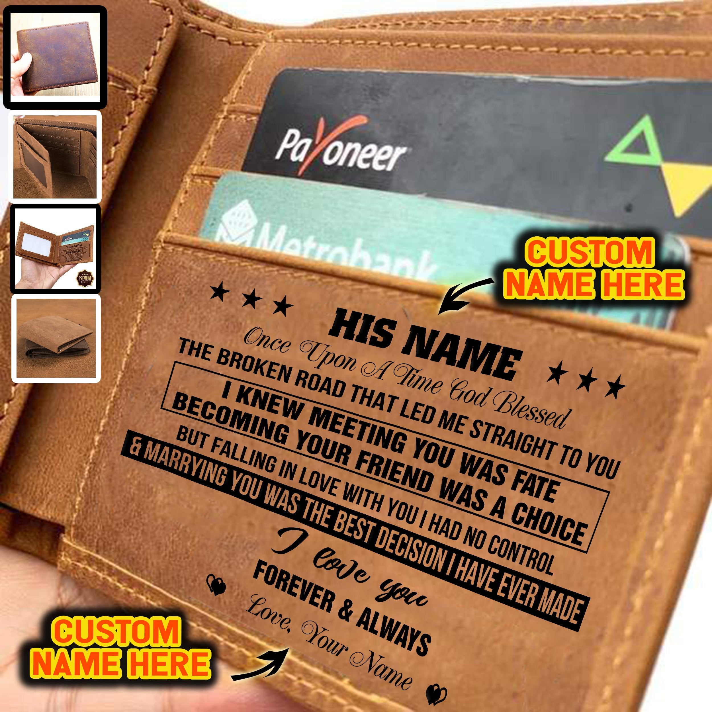 PERSONALIZED NAME LEATHER WALLET FOR YOUR HUSBAND/MAN-A Loves Gift