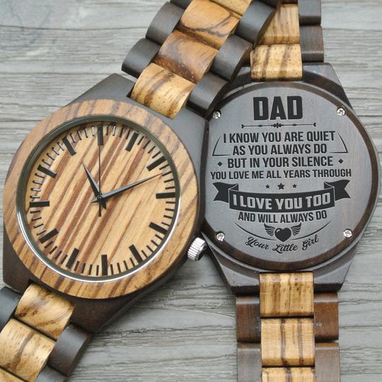 GREAT GIFTS FOR DAD - ENGRAVED WOODEN WATCH // ZEBRAWOOD + EBONY-A Loves Gift