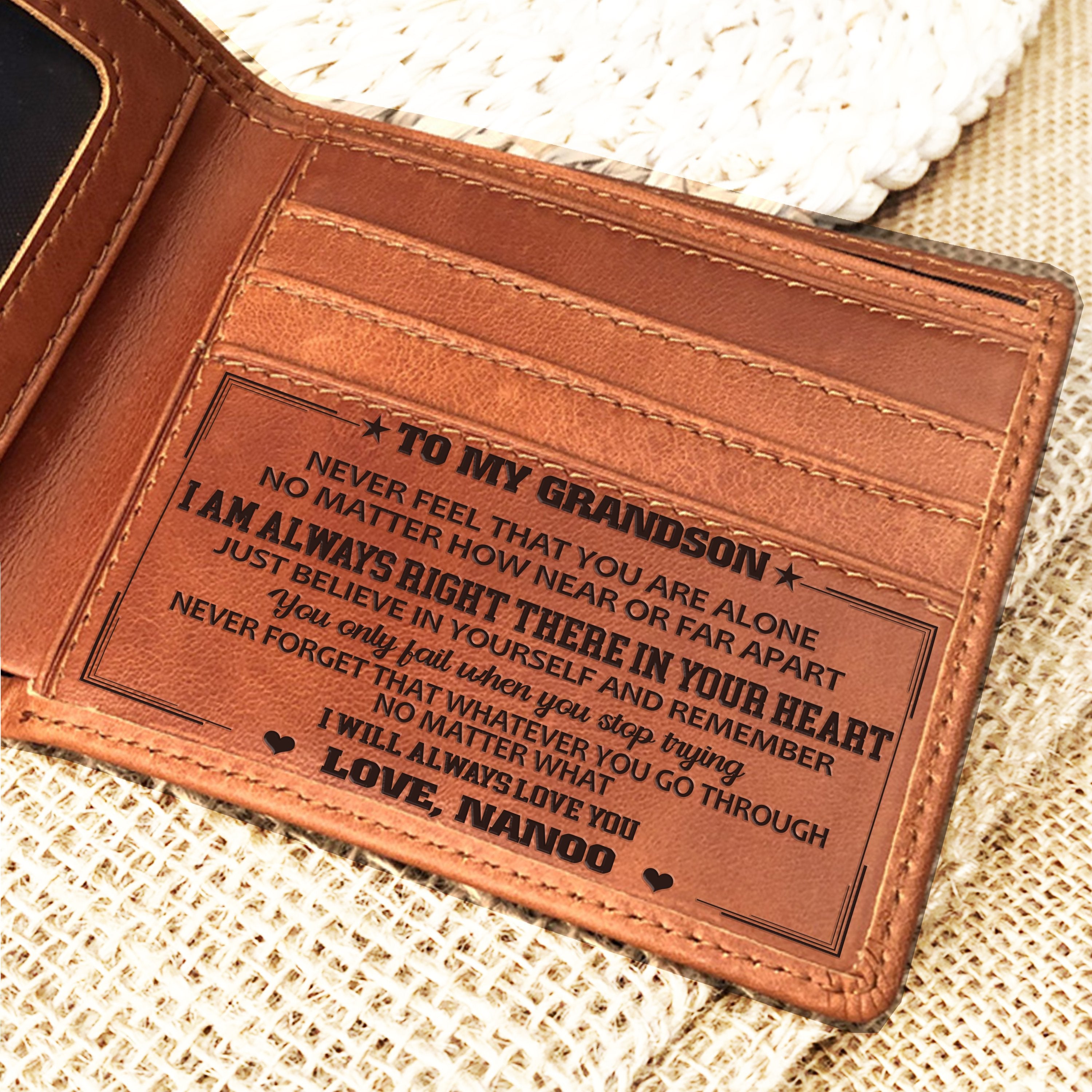 LEATHER WALLET - GREAT GIFT FOR GRANDSON-A Loves Gift