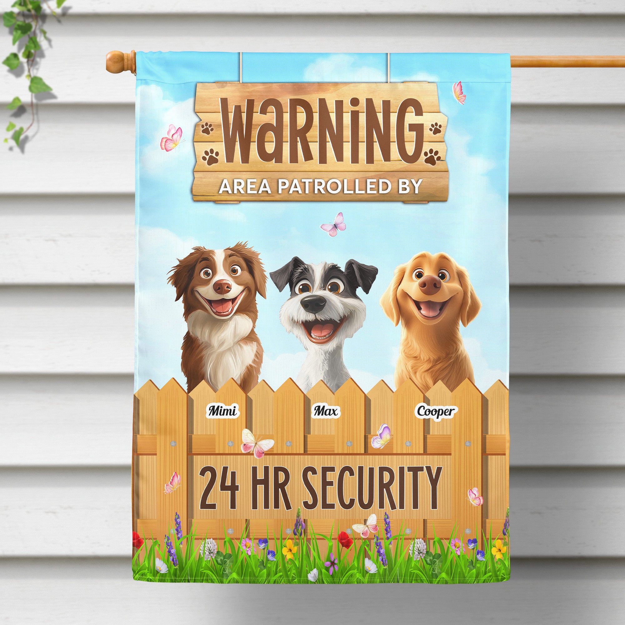 Warning Area Patrolled By - Personalized Flag