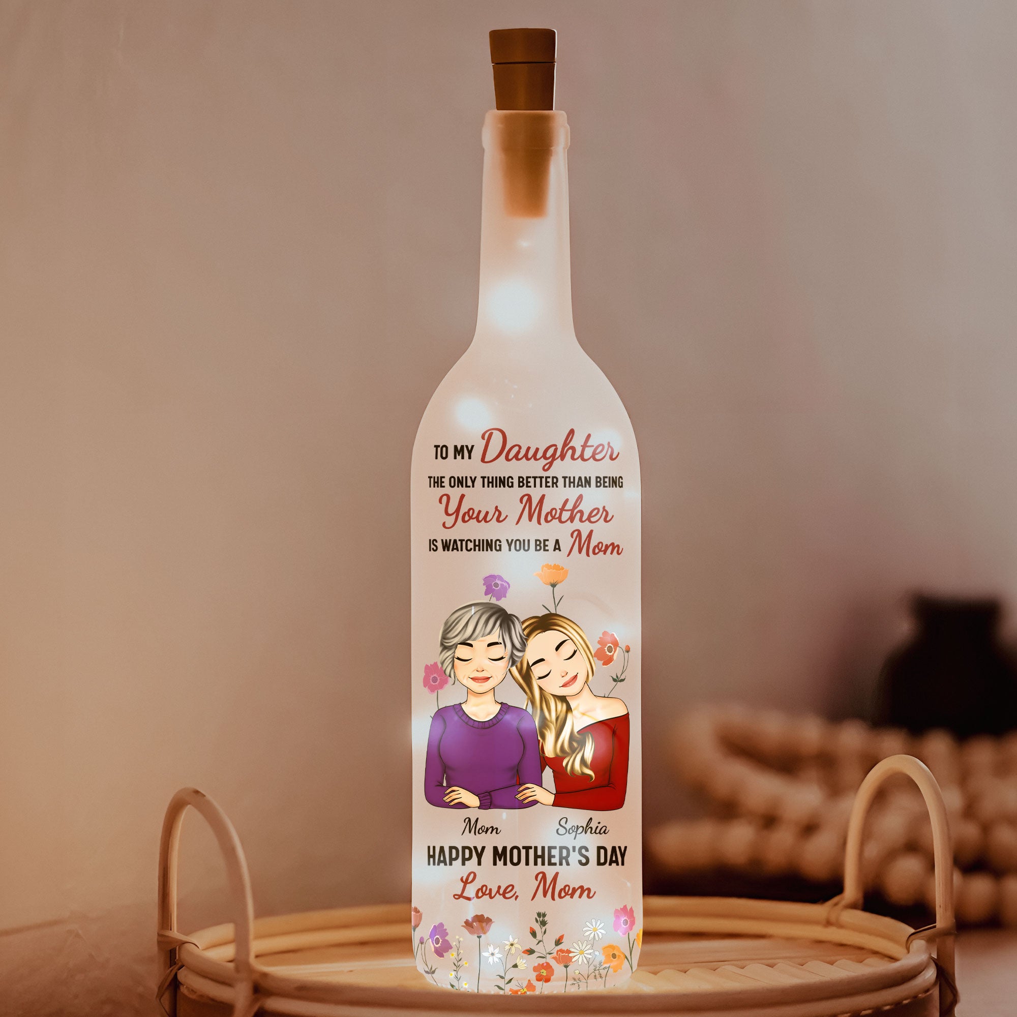 Watching You Be A Mom New Version - Personalized Bottle Lamp