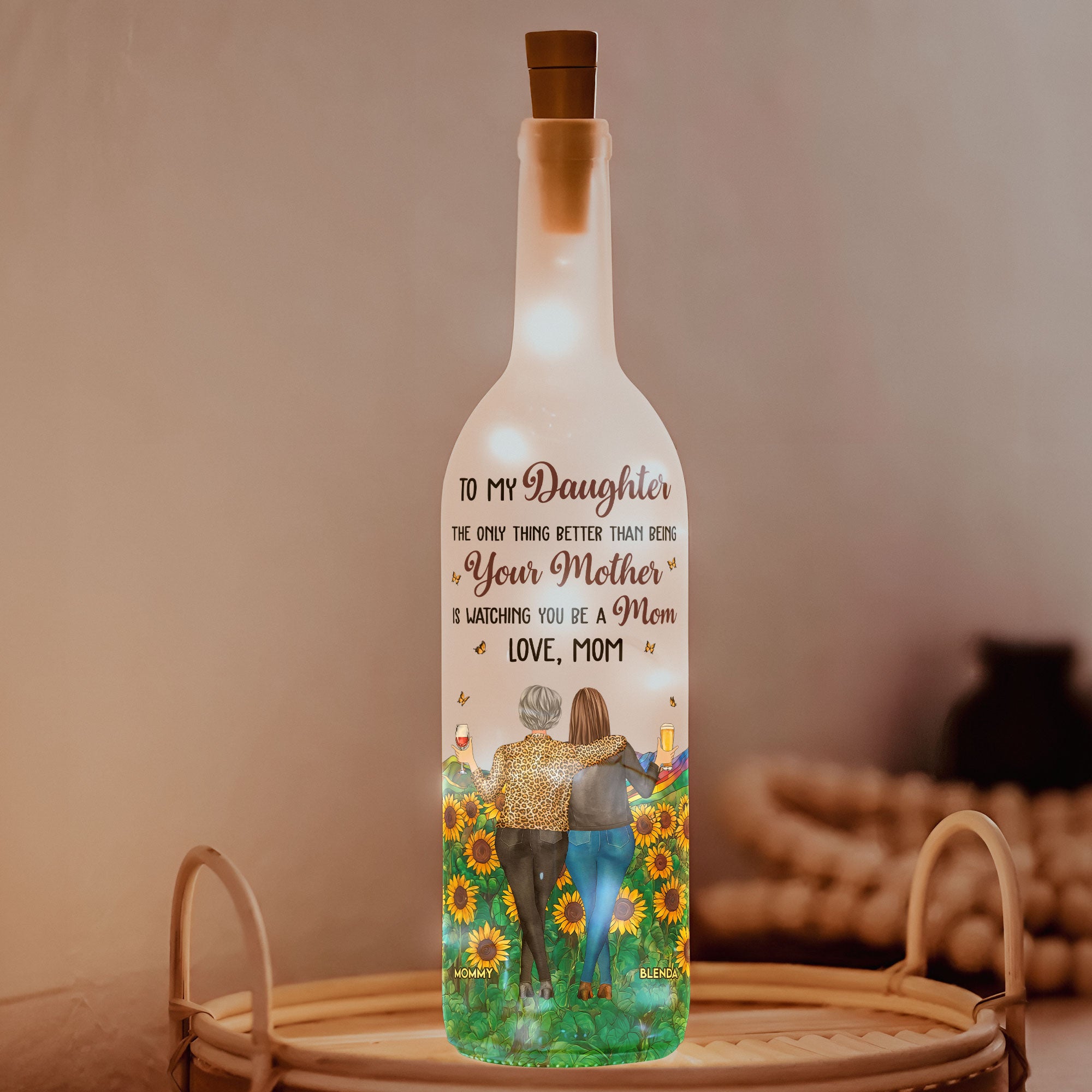 Watching You Be A Mom - Personalized Bottle Lamp