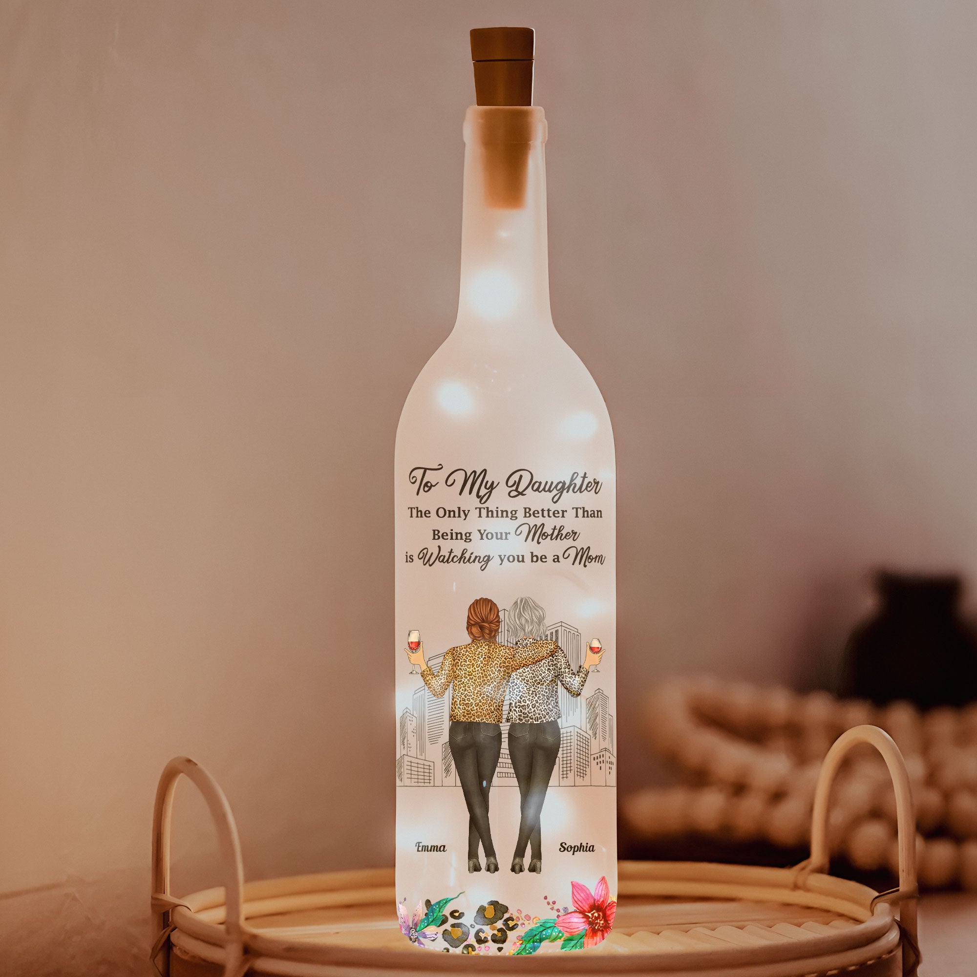Watching You Be A Mom - Personalized Bottle Lamp