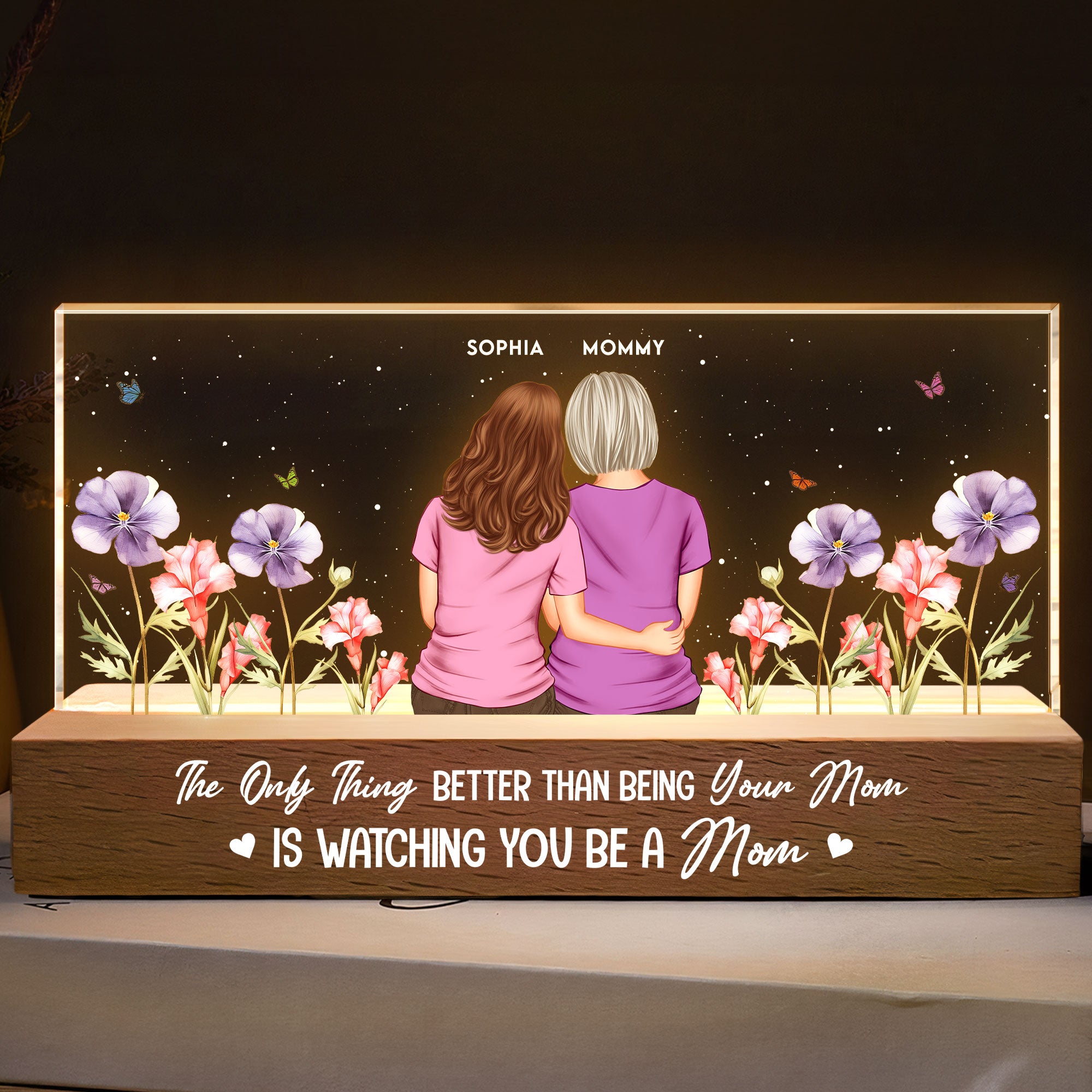Watching You Be A Mom - Personalized LED Night Light