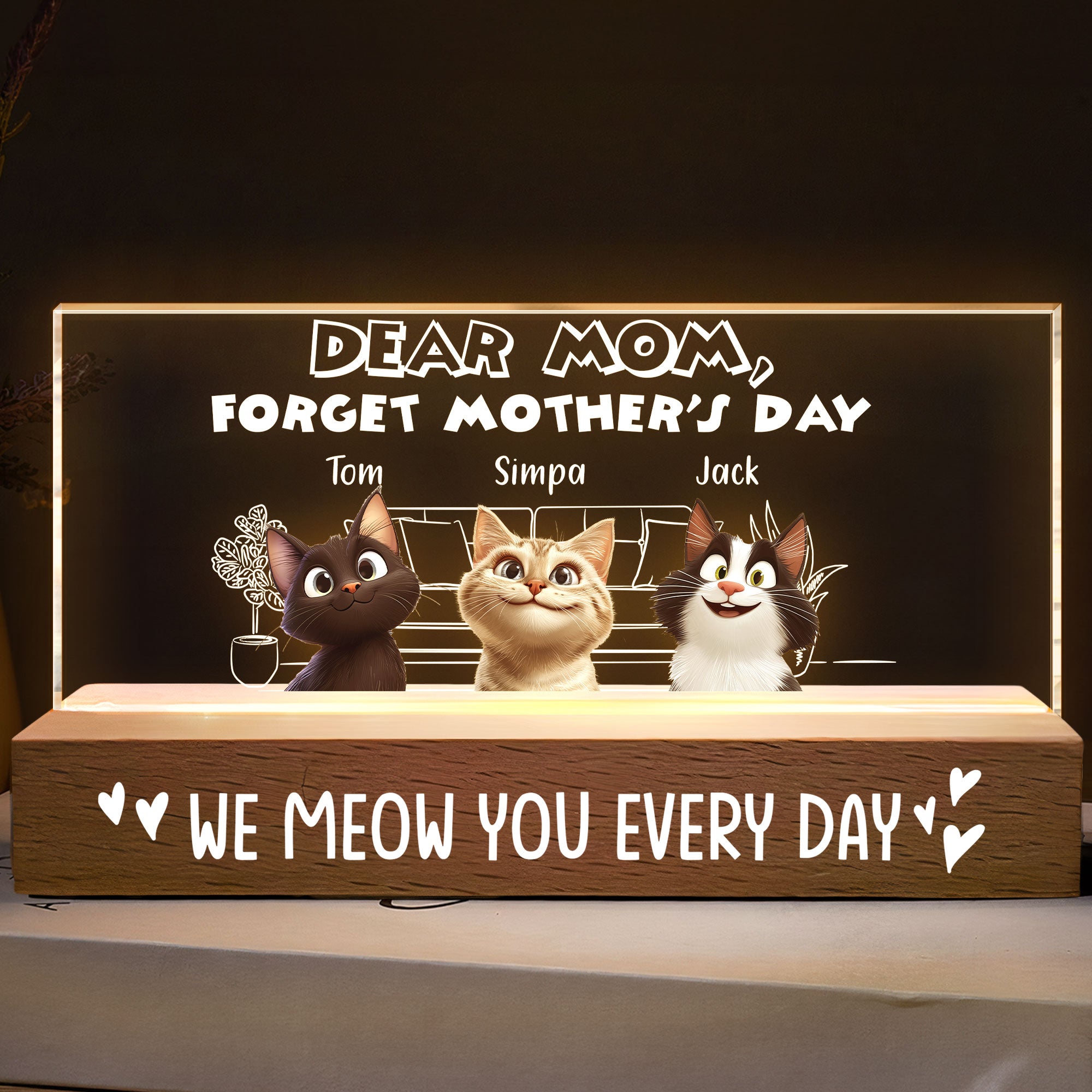 We Meow You Every Day - Personalized LED Night Light