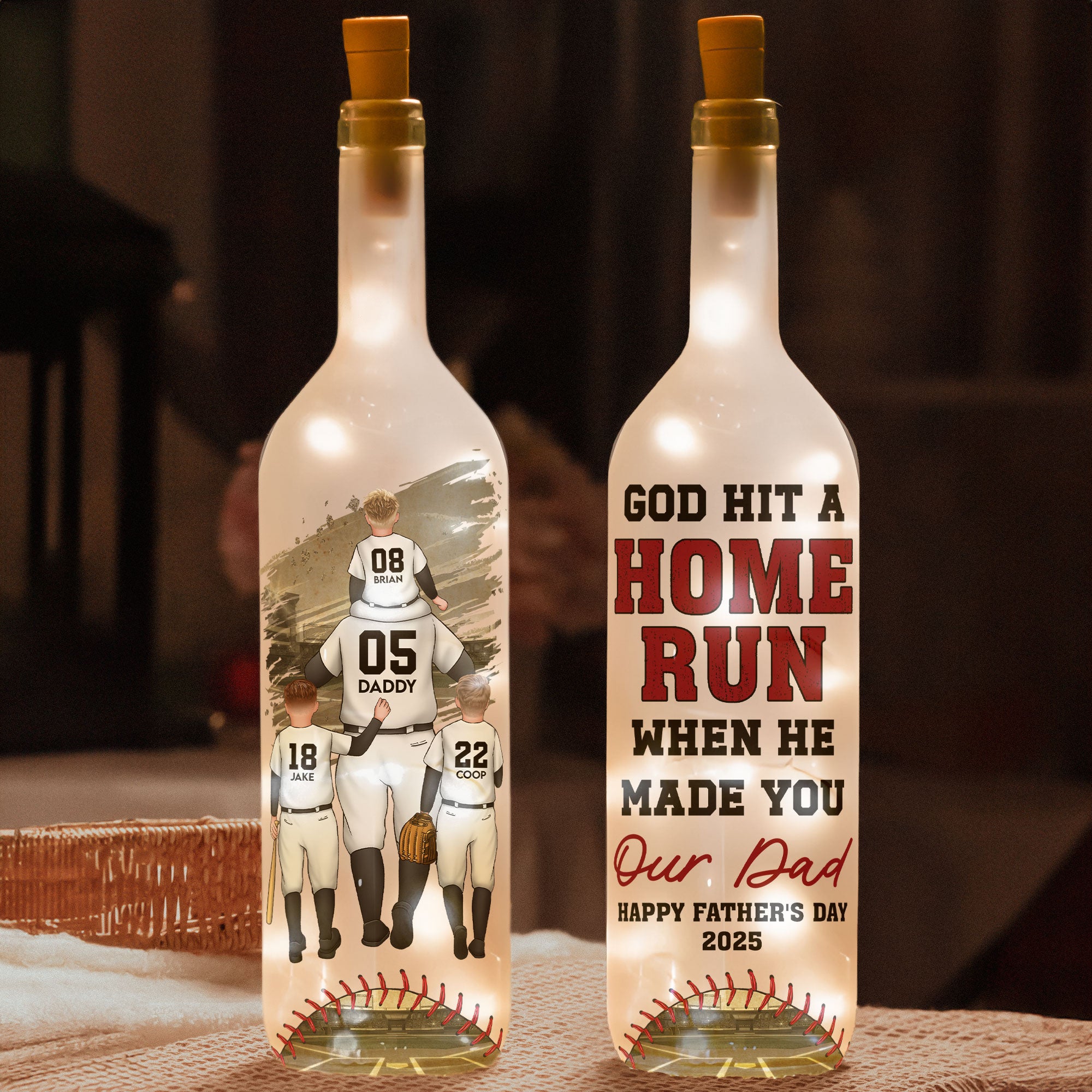 We Scored A Home Run Baseball Dad Dad Gift - Personalized Bottle Lamp