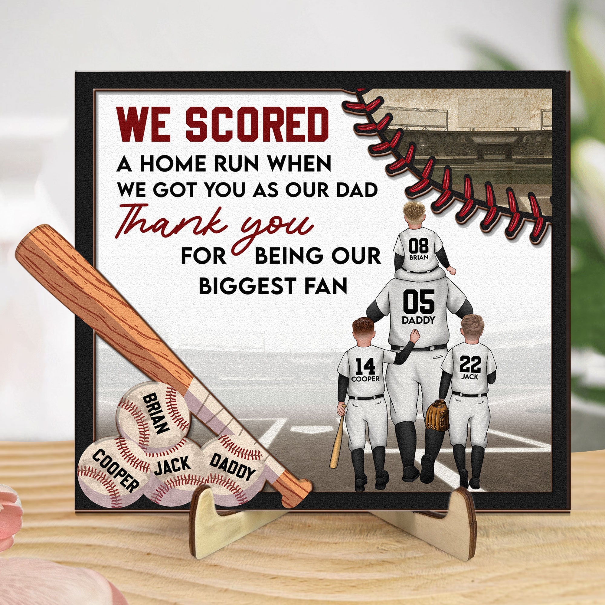 We Scored A Home Run Baseball Dad - Personalized Wooden Plaque