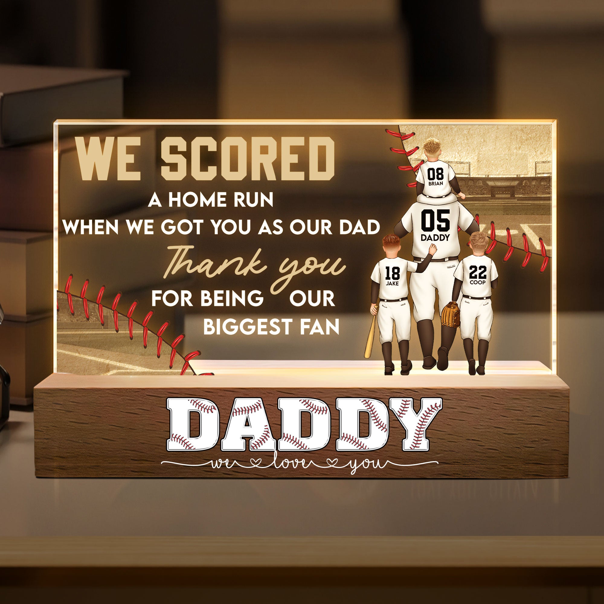 We Scored A Home Run Dad Gift Baseball Dad - Personalized LED Night Light