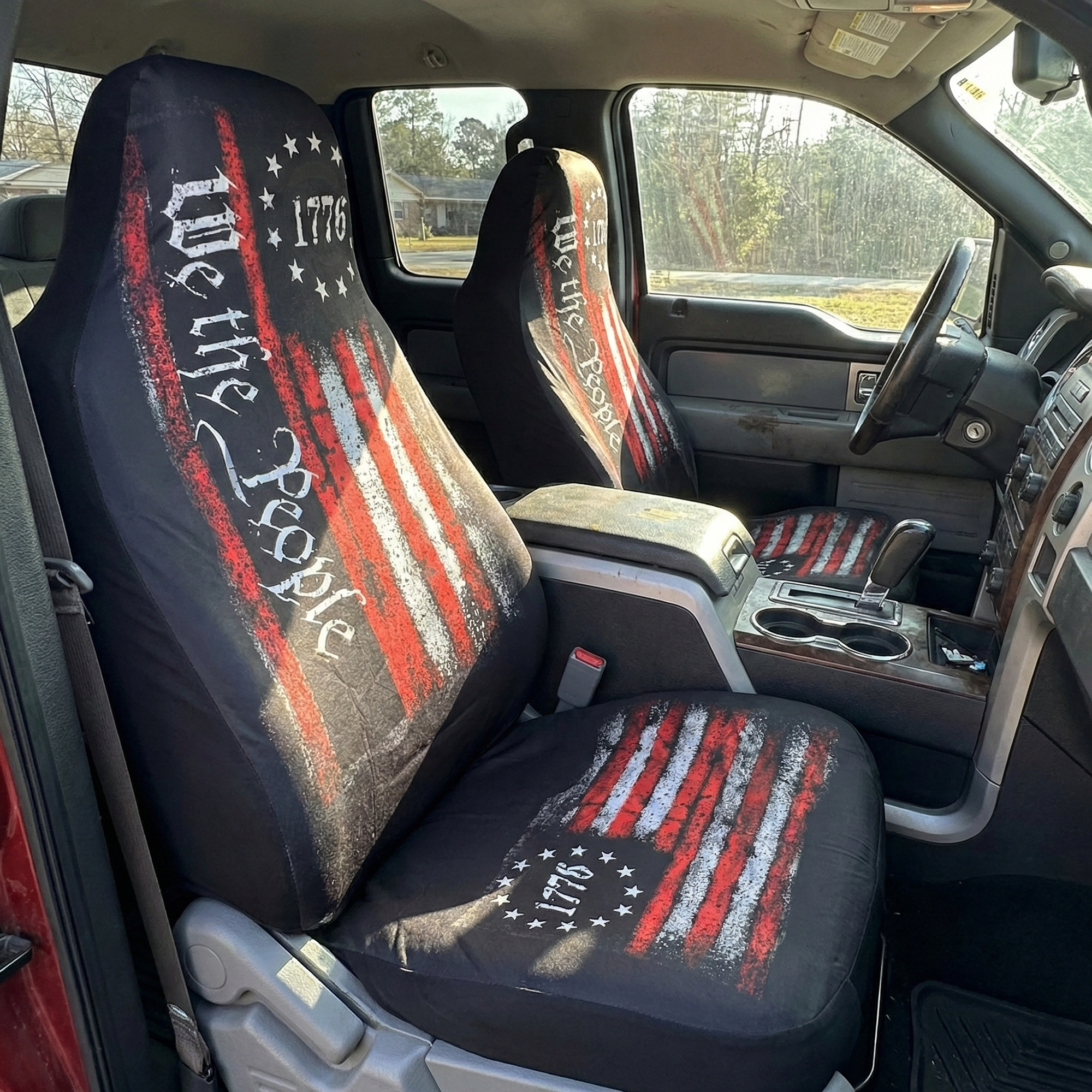 We The People Distressed Flag 250 Years - Personalized Car Seat Cover
