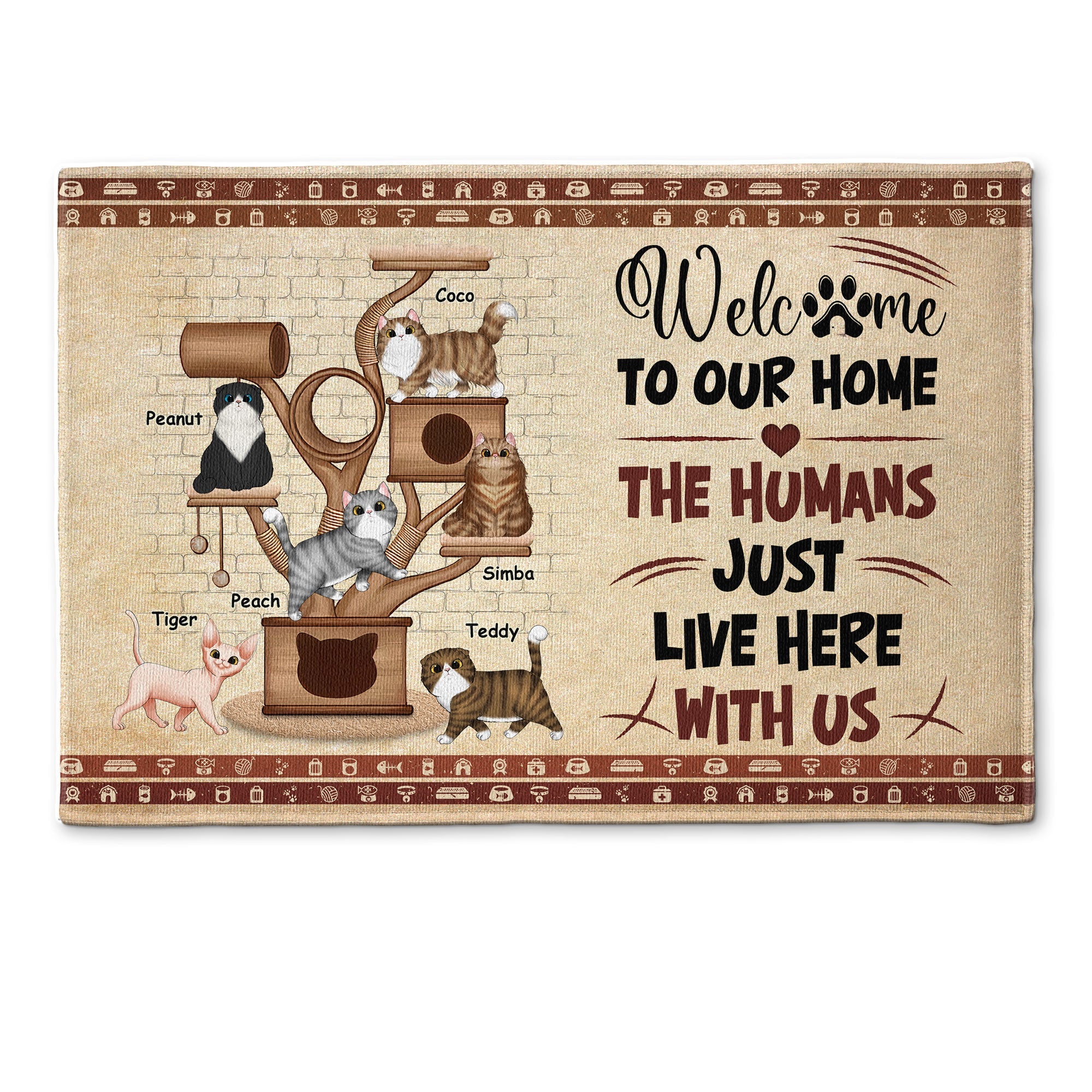 Welcome To Cat's Home - Personalized Doormat - Funny Gift For Family, Cat Lovers, Cat Owner, Porch Decoration, Funny Seasonal Decor