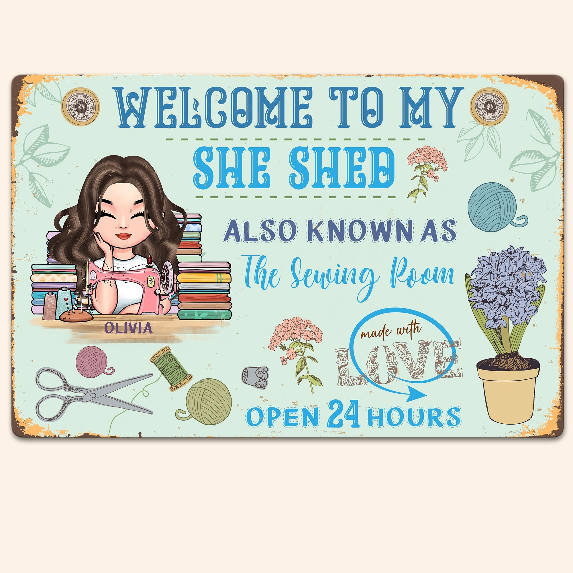 Welcome To My She Shed - Personalized Metal Sign