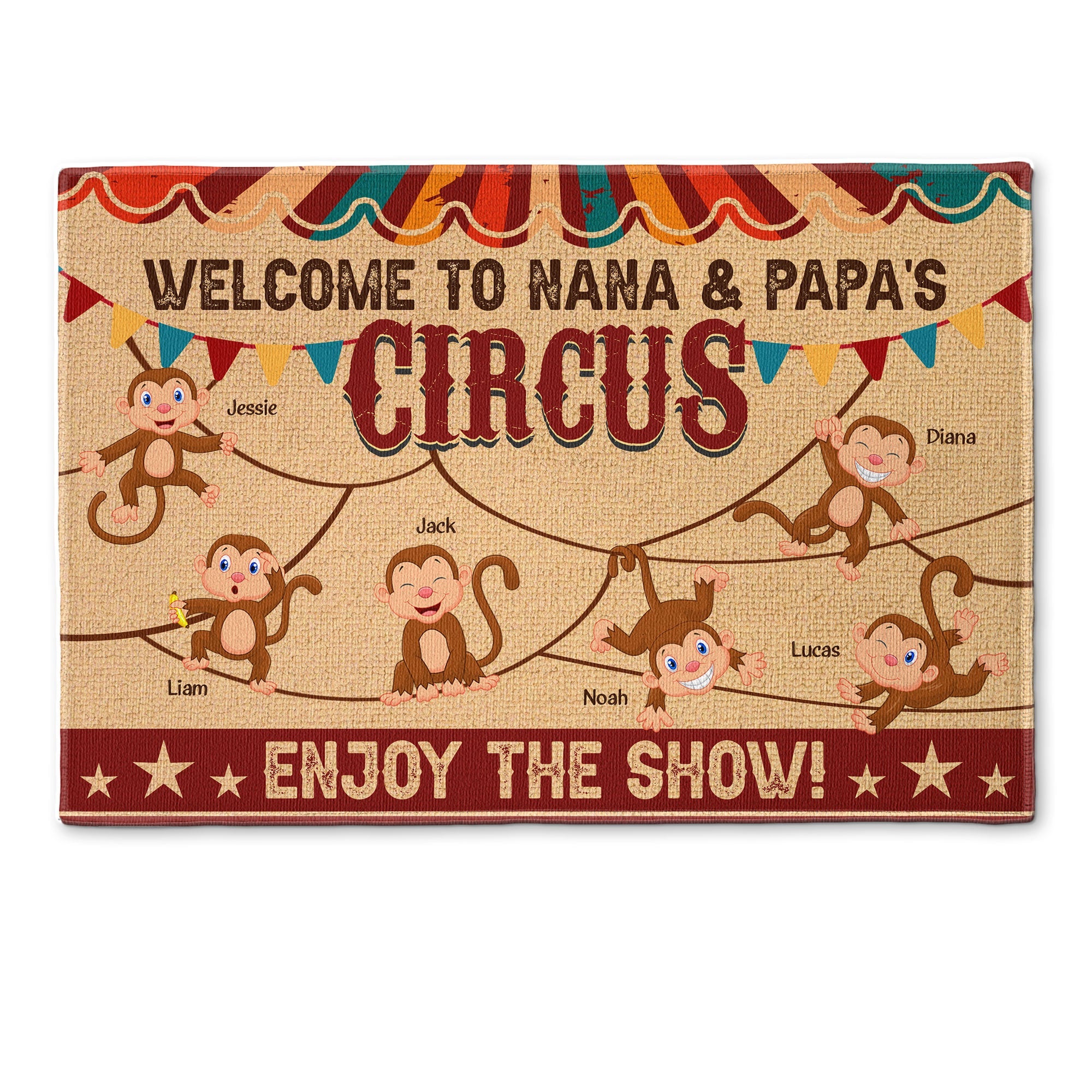 Welcome To Nana & Papa's Circus - Personalized Doormat