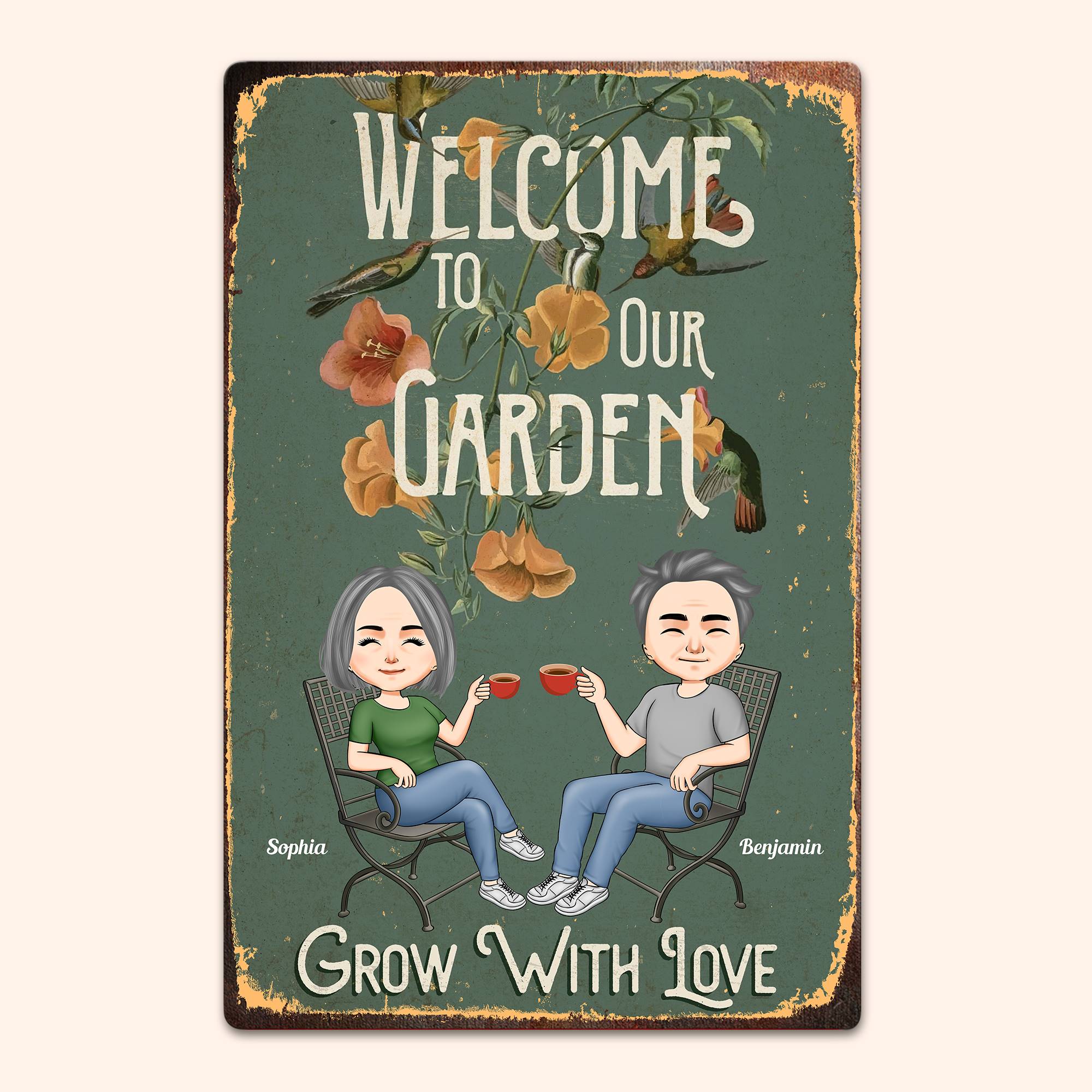 Welcome To Our Garden - Personalized Metal Sign