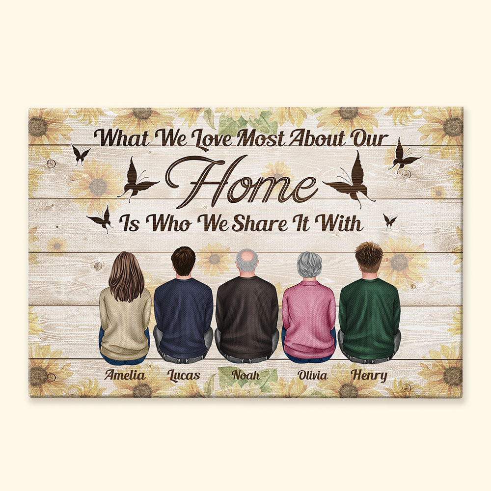 What We Love Most About Our Home - Personalized Wrapped Canvas - Anniversary Gift For Family