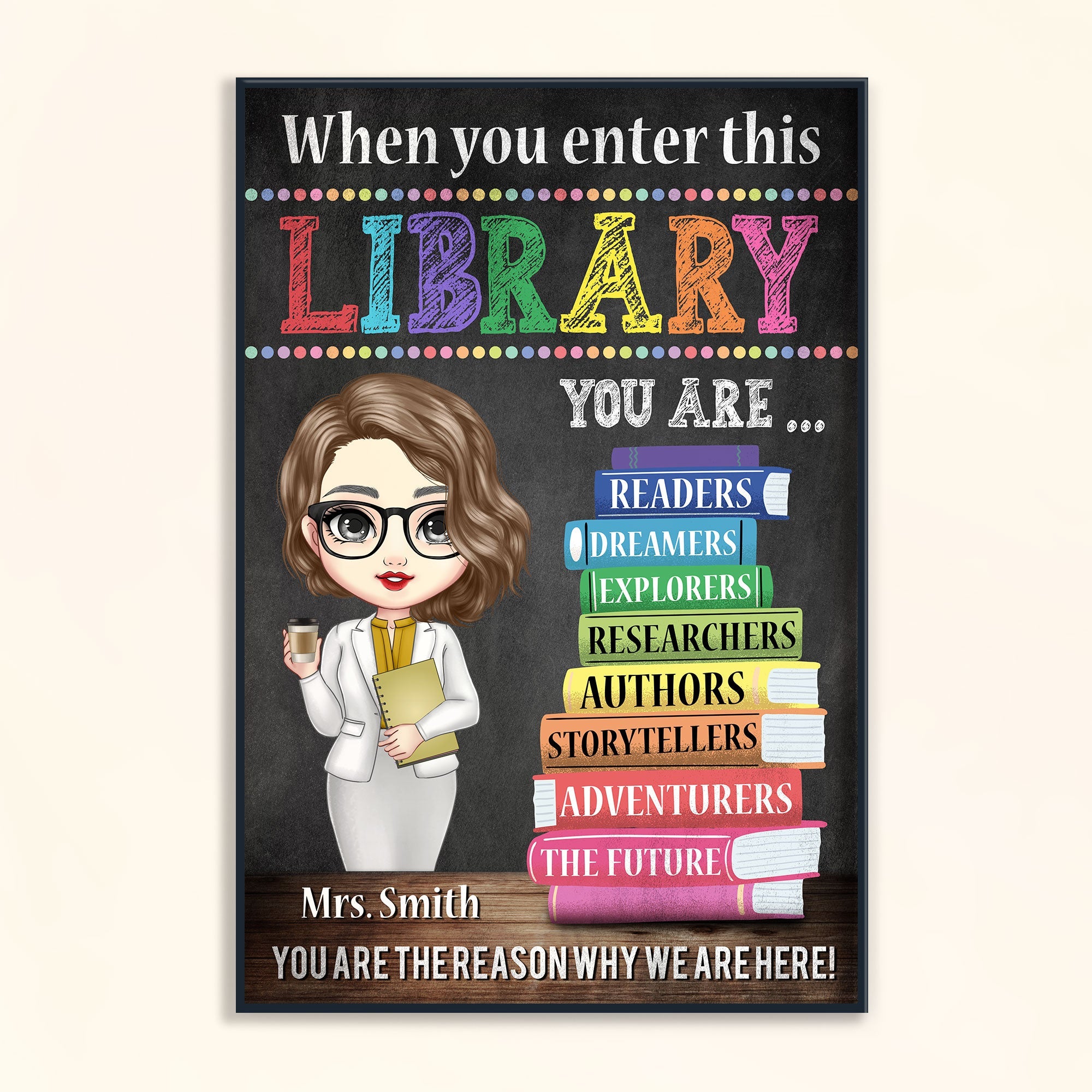 When You Enter This Library - Personalized Poster/Wrapped Canvas - Back To School Gift For Teacher, Librarian, Library Rules Sign, Classroom Decor