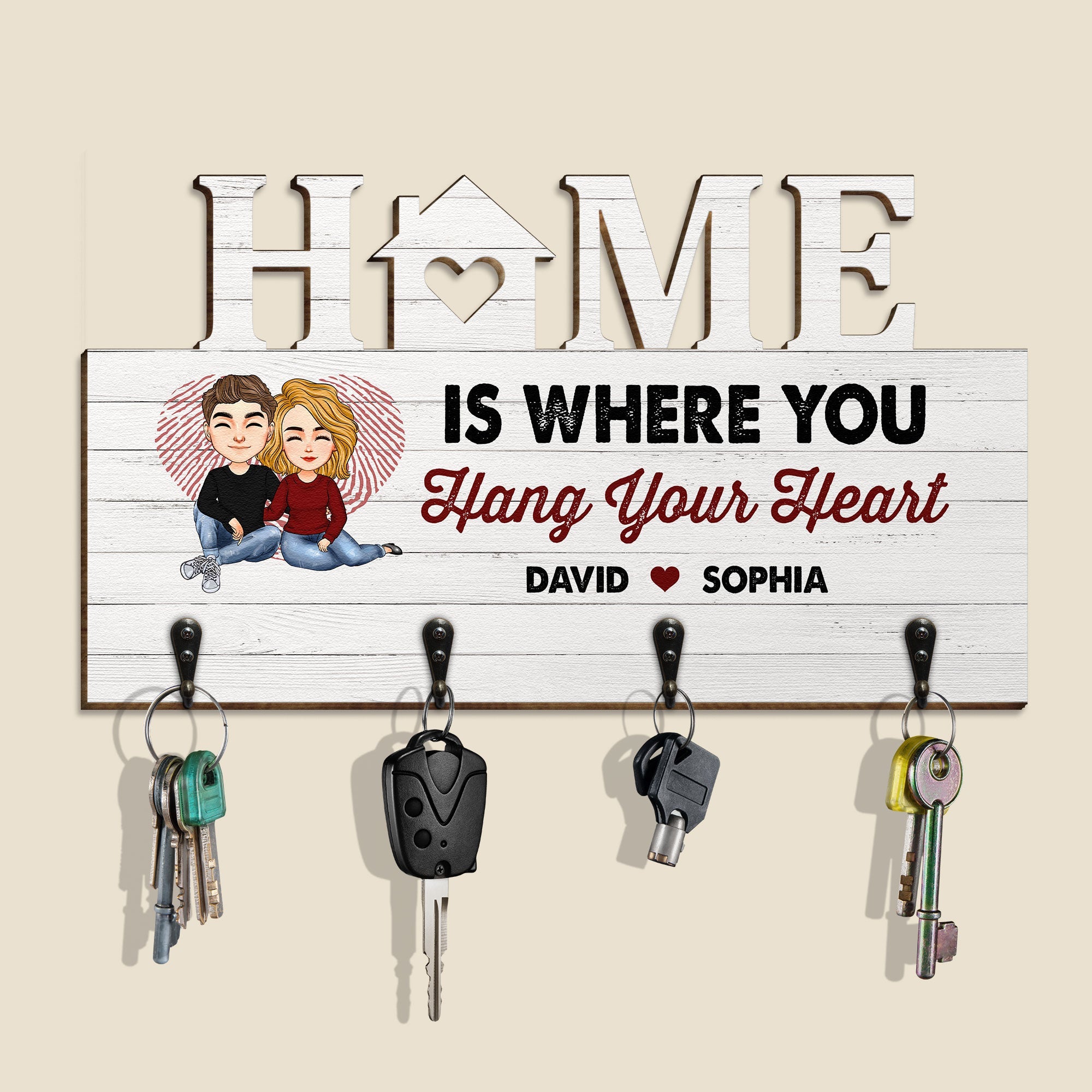 Where You Hang Your Heart - Personalized Key Holder