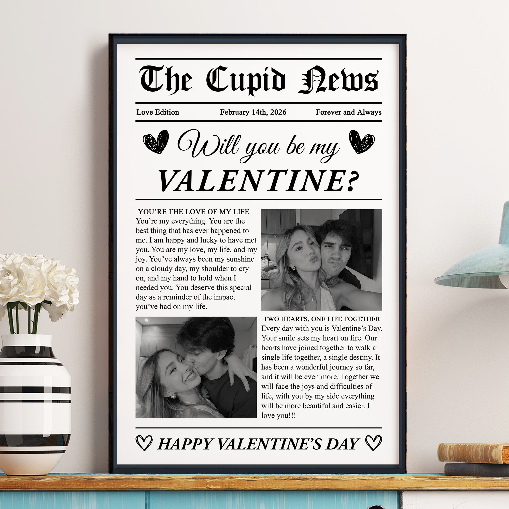 Will You Be My Valentine? First Valentine's Day Gift For Couples, Him, Her - Personalized Photo Poster