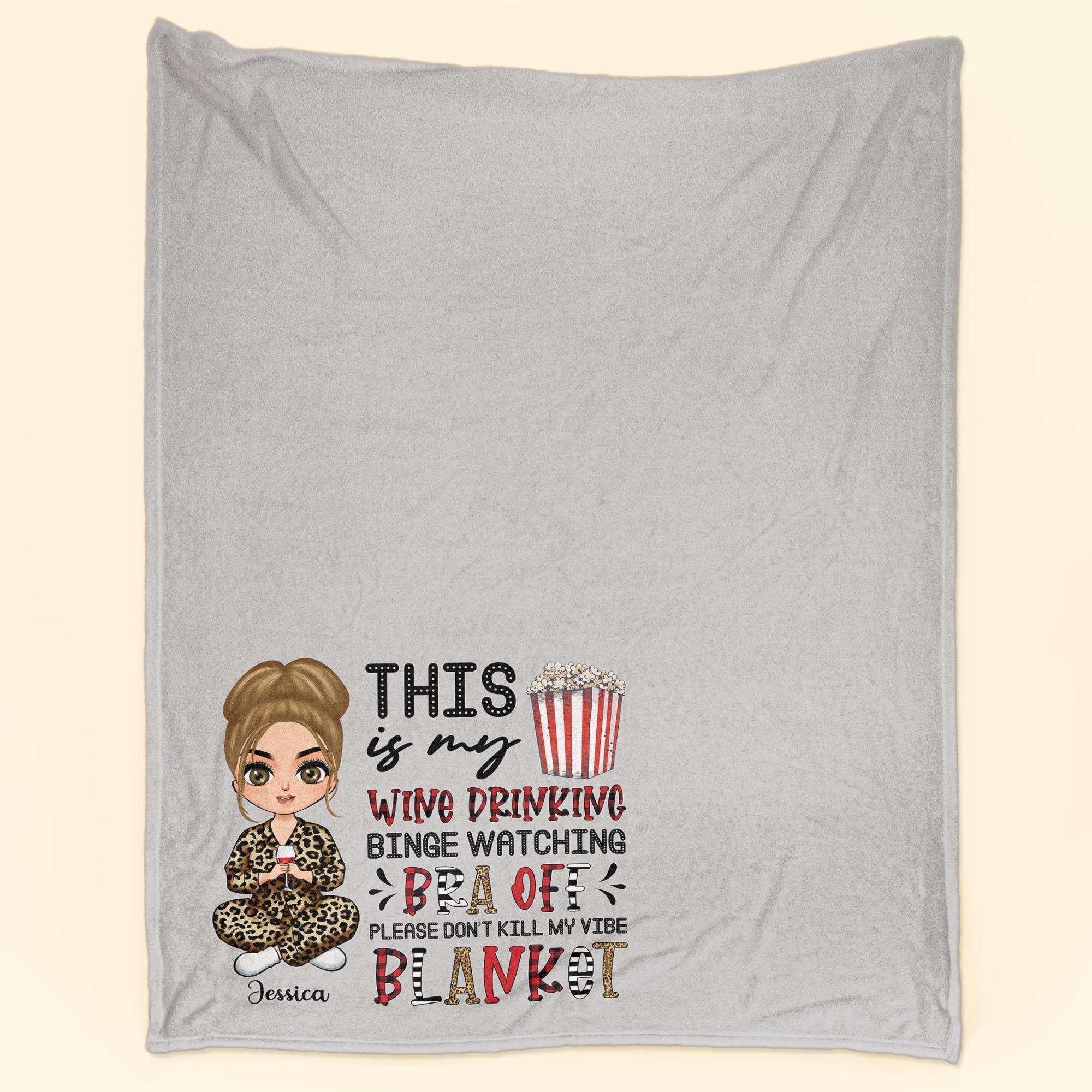 Wine Drinking Binge Watching  - Personalized Blanket