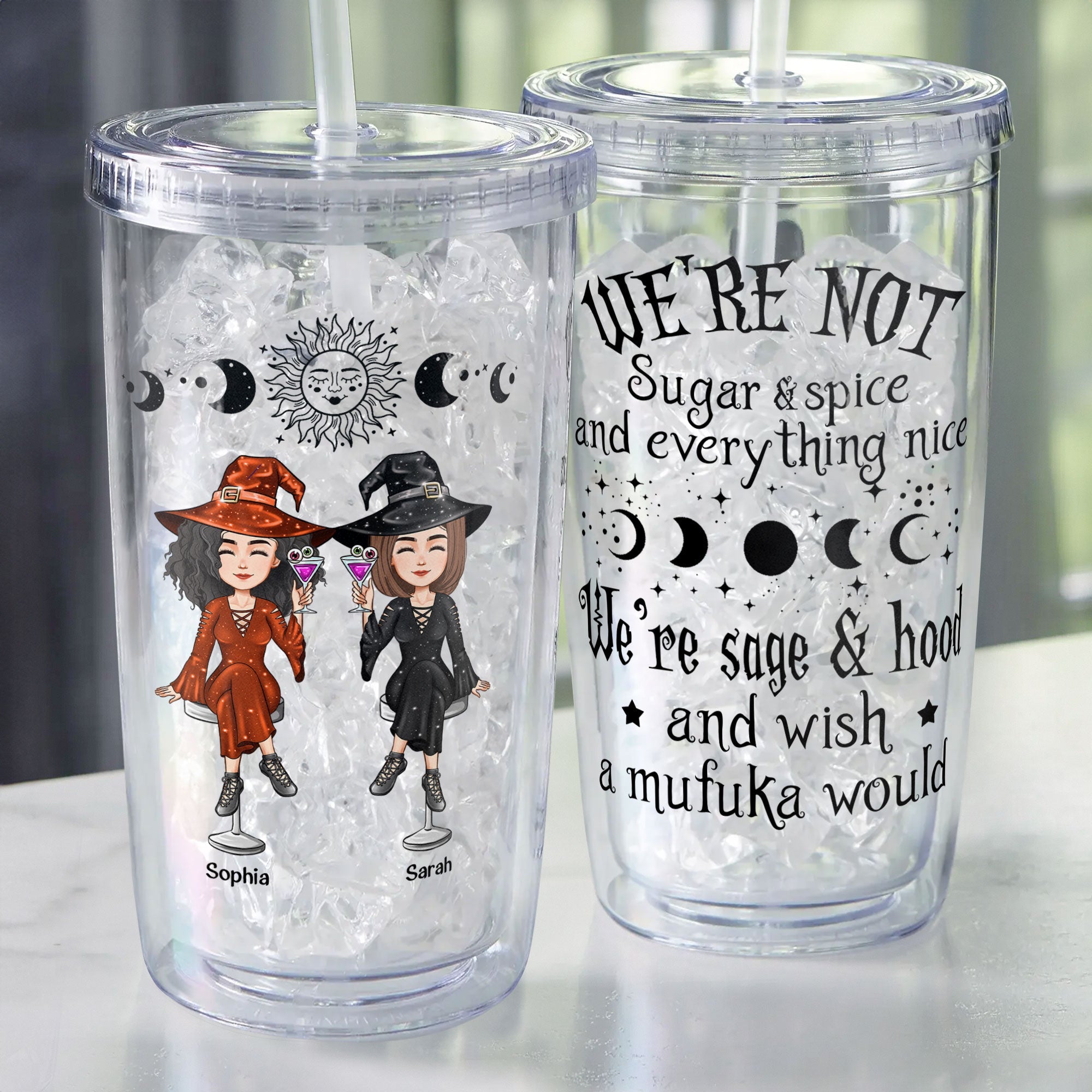 Witch Friends - Personalized Acrylic Tumbler With Straw