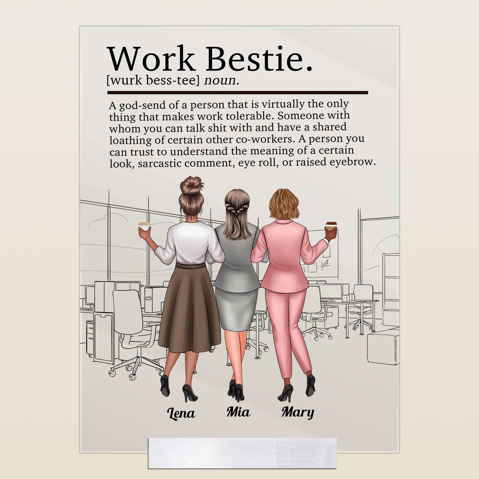 Work Bestie Whom We Can Talk - Personalized Acrylic Plaque - Birthday Gift For Colleagues, Employees, Work Friends