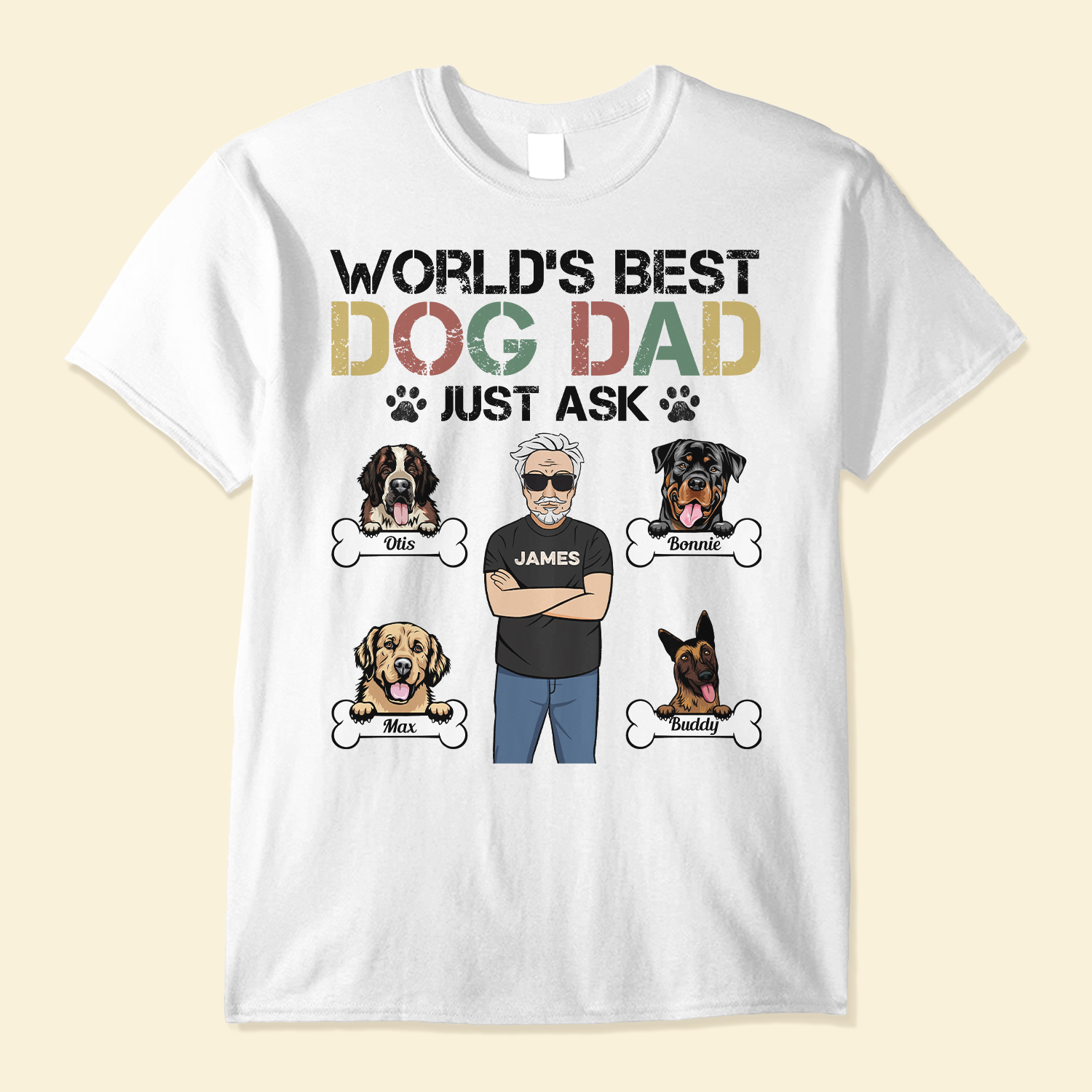World's Best Dog Dad - Personalized Shirt - Birthday, Father's Day Gift For Dog Lover, Dog Dad, Pawdre