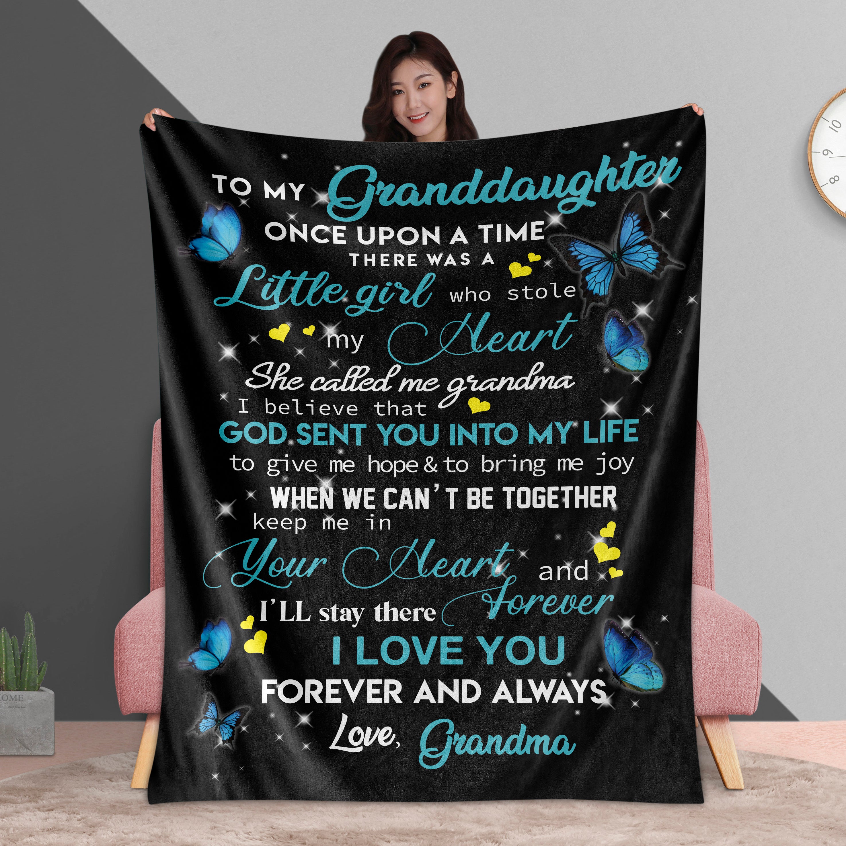 I Love You Soft Butterfly Grandma to Granddaughter Blanket-A Loves Gift