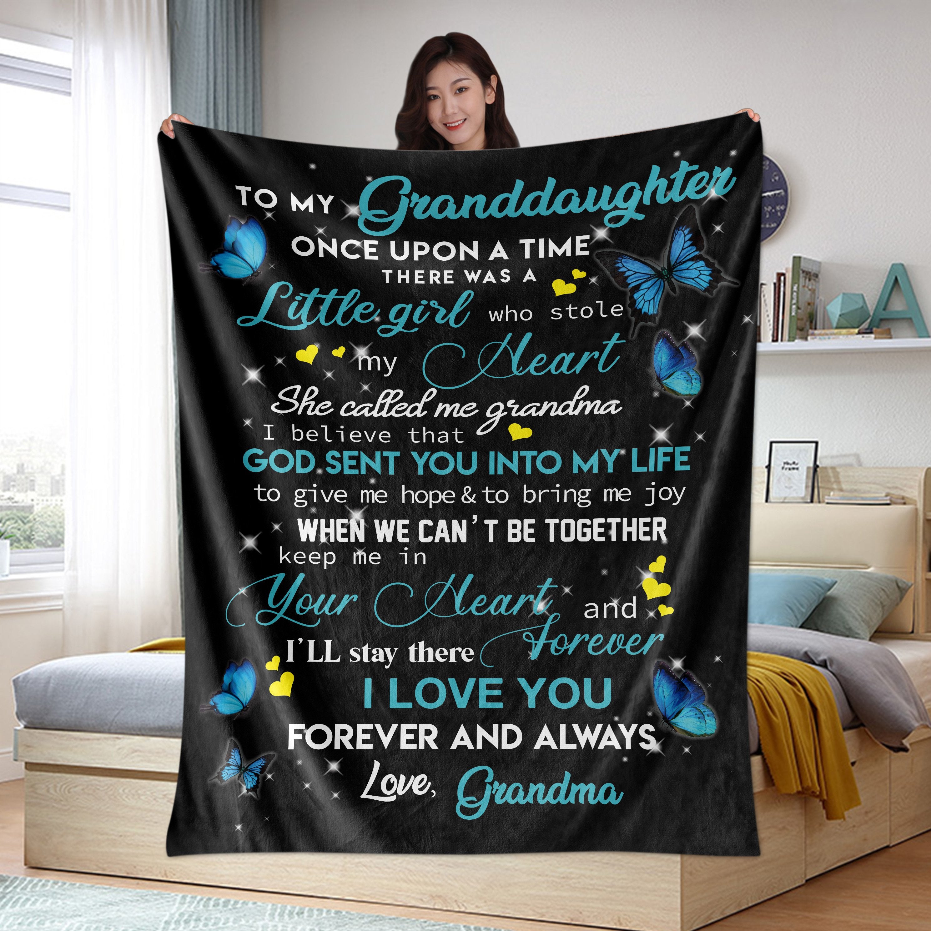 I Love You Soft Butterfly Grandma to Granddaughter Blanket-A Loves Gift