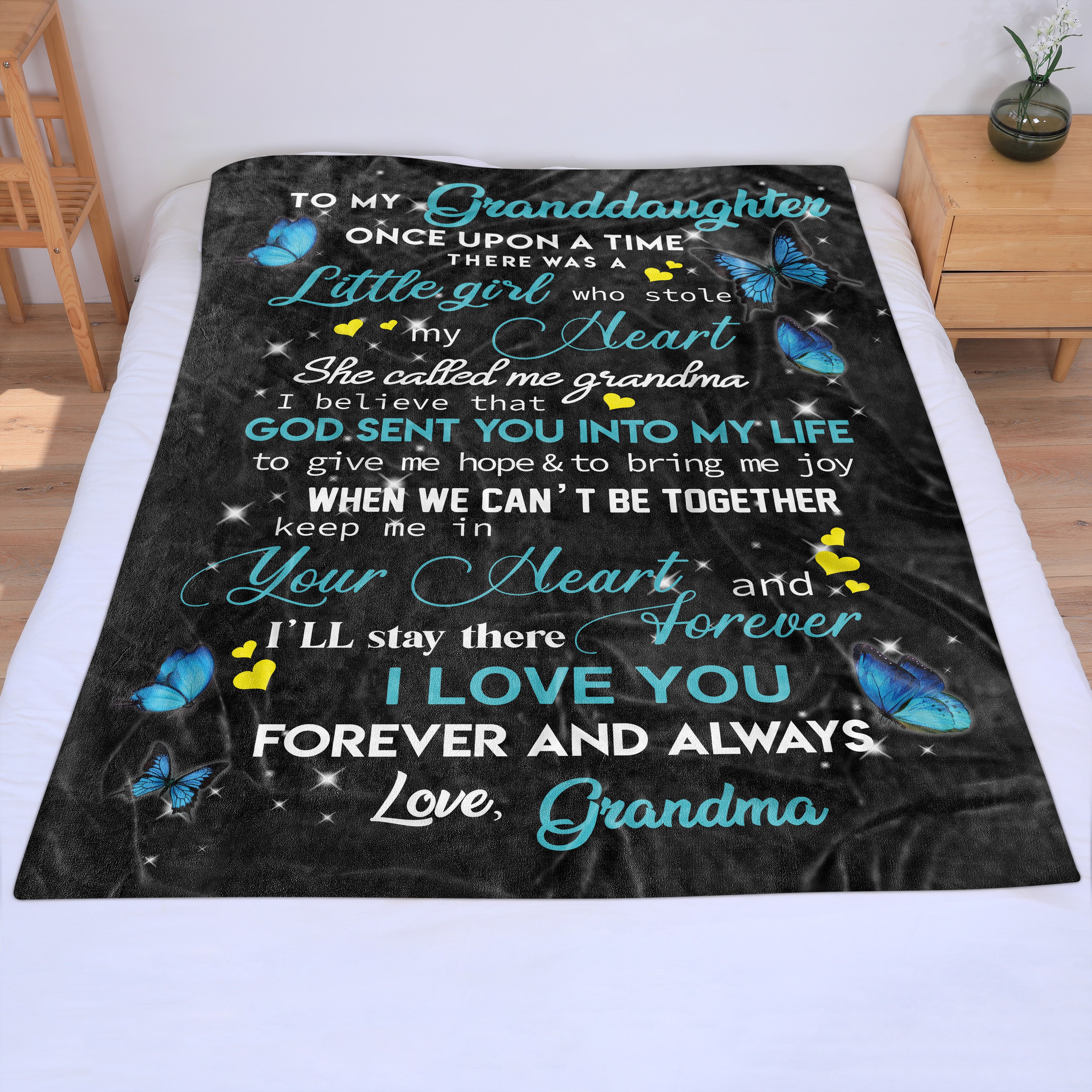 I Love You Soft Butterfly Grandma to Granddaughter Blanket-A Loves Gift