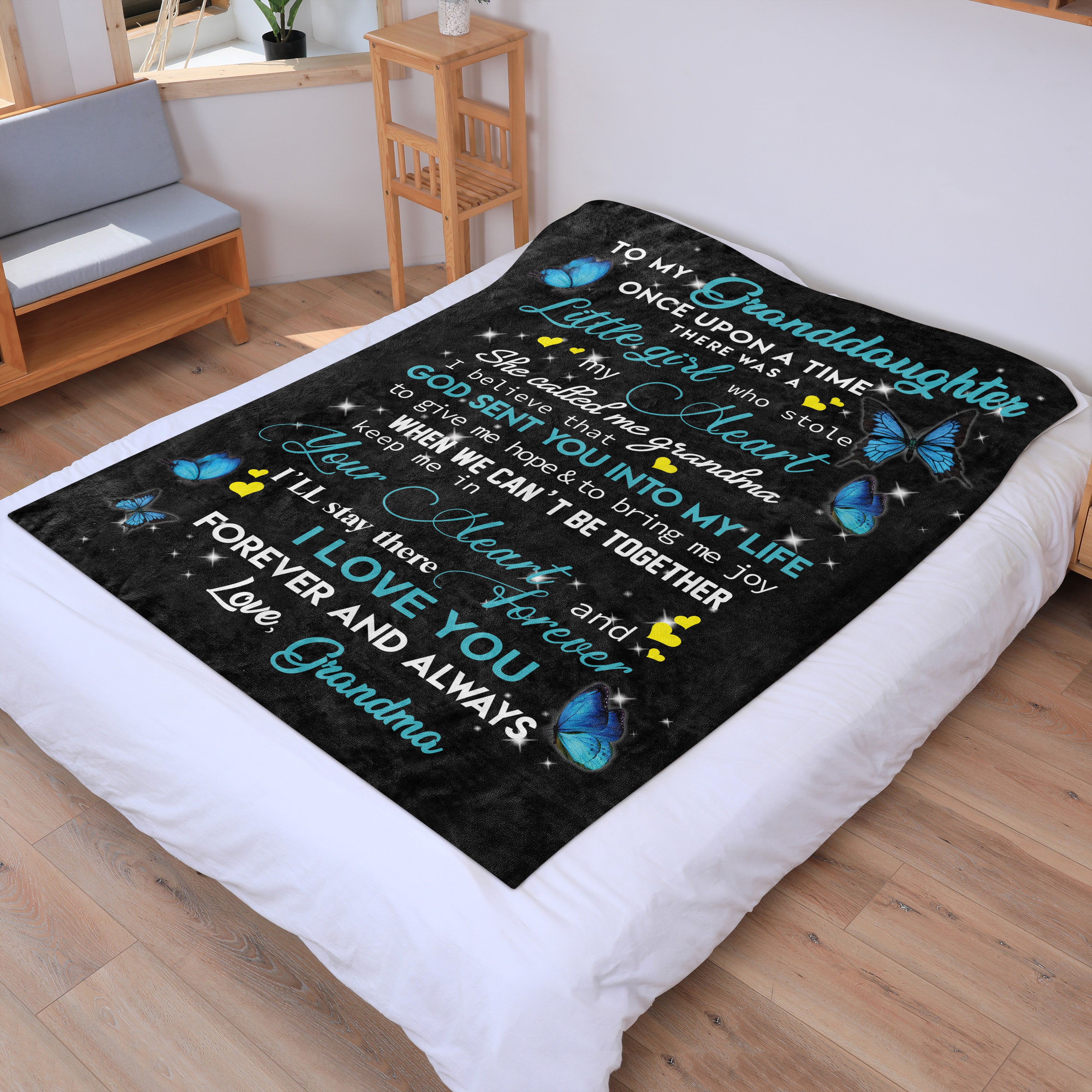 I Love You Soft Butterfly Grandma to Granddaughter Blanket-A Loves Gift