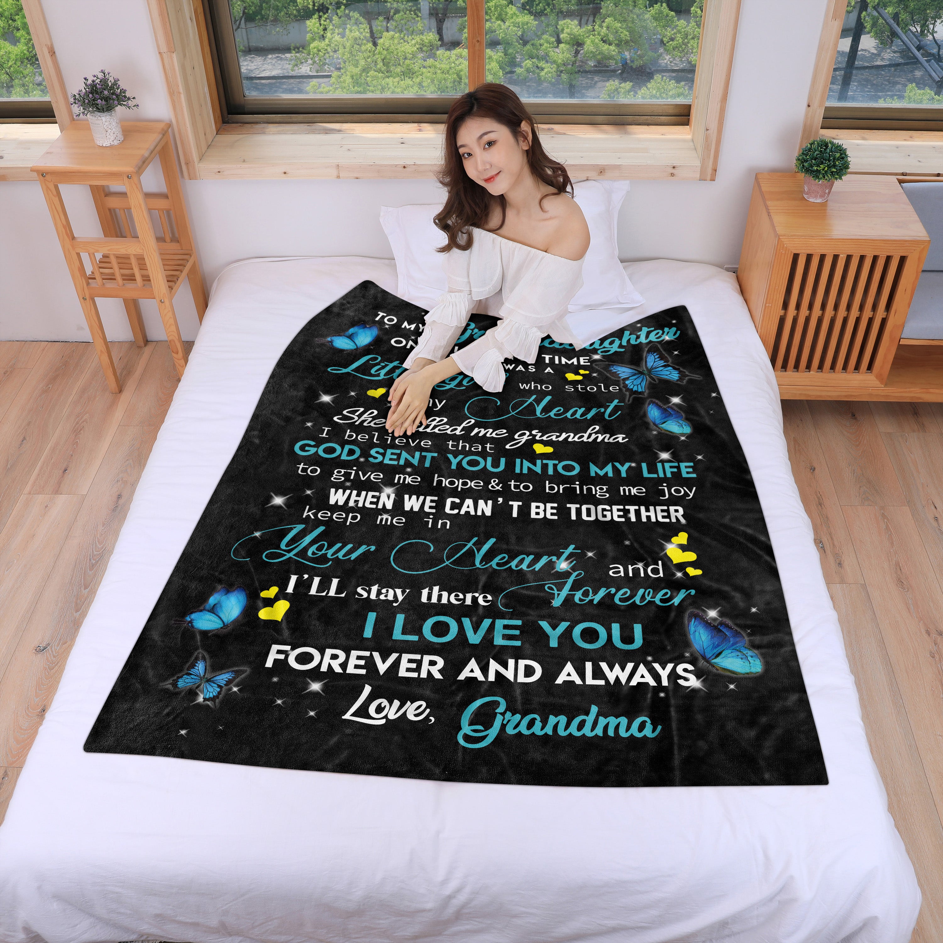 I Love You Soft Butterfly Grandma to Granddaughter Blanket-A Loves Gift