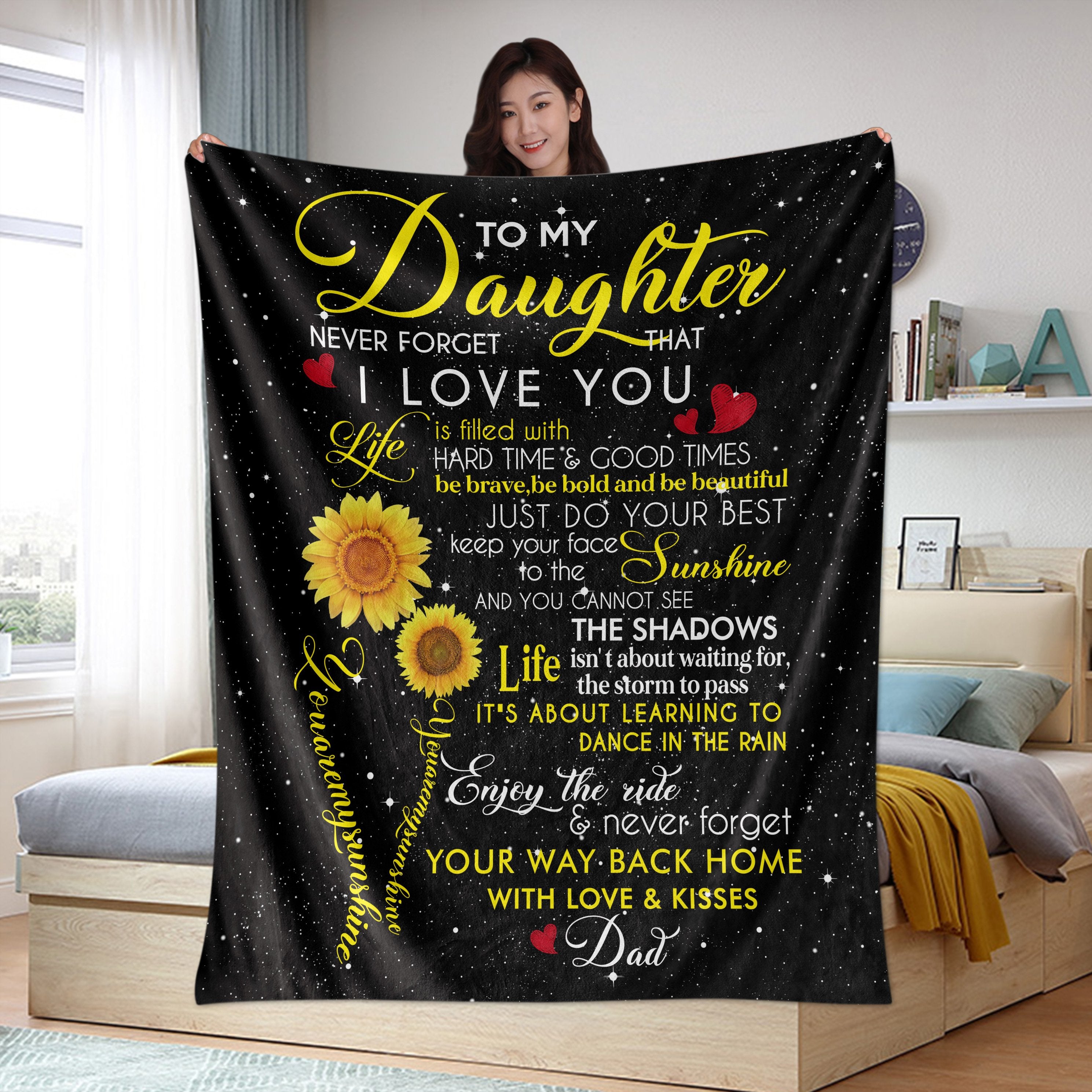 to My Daughter Blanket Gifts from Dad Flannel Blanket Ultra-A Loves Gift