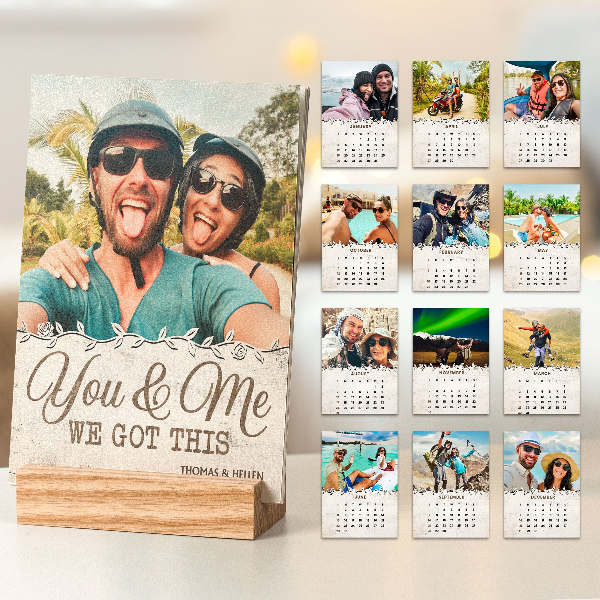 You And Me We Got This - Vintage Version - Personalized Photo Easel Calendar