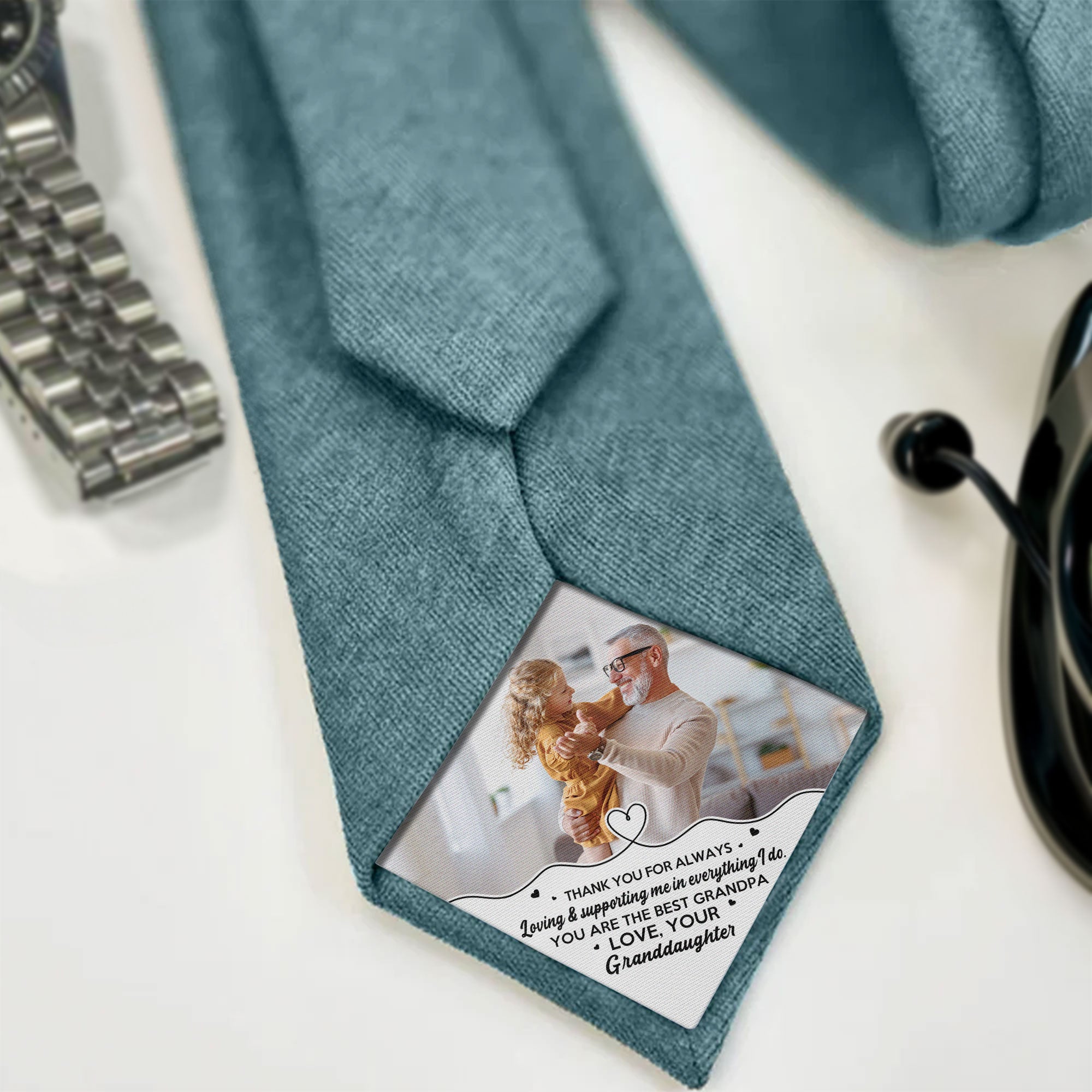 You Are The Best Grandpa - Personalized Photo Tie Patch