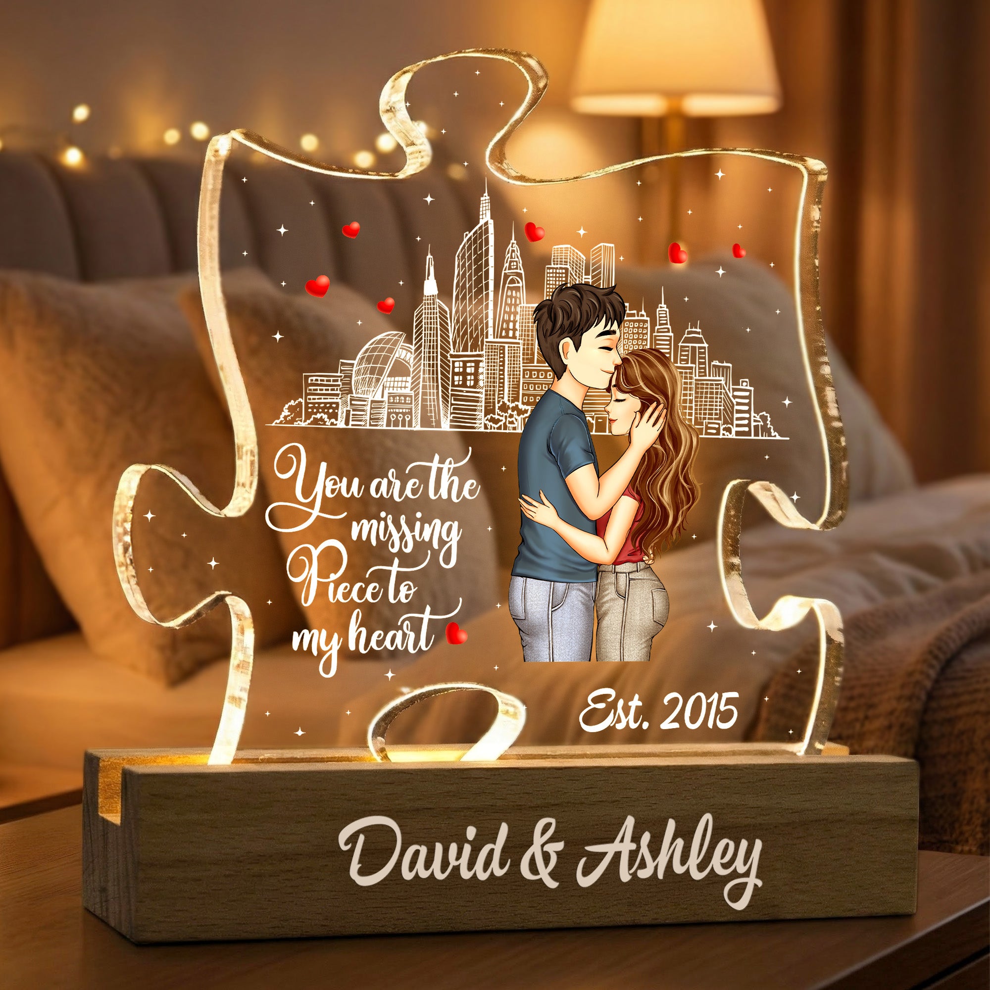 You Are The Missing Piece To My Heart New Version - Personalized LED Night Light