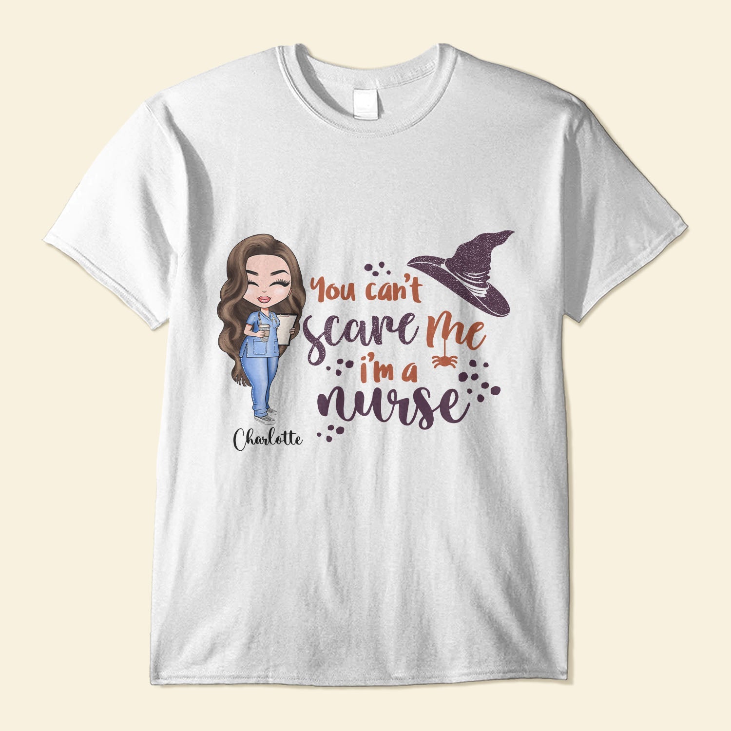 You Can't Scare Me I'm A Nurse - Personalized Shirt - Cartoon Nurse