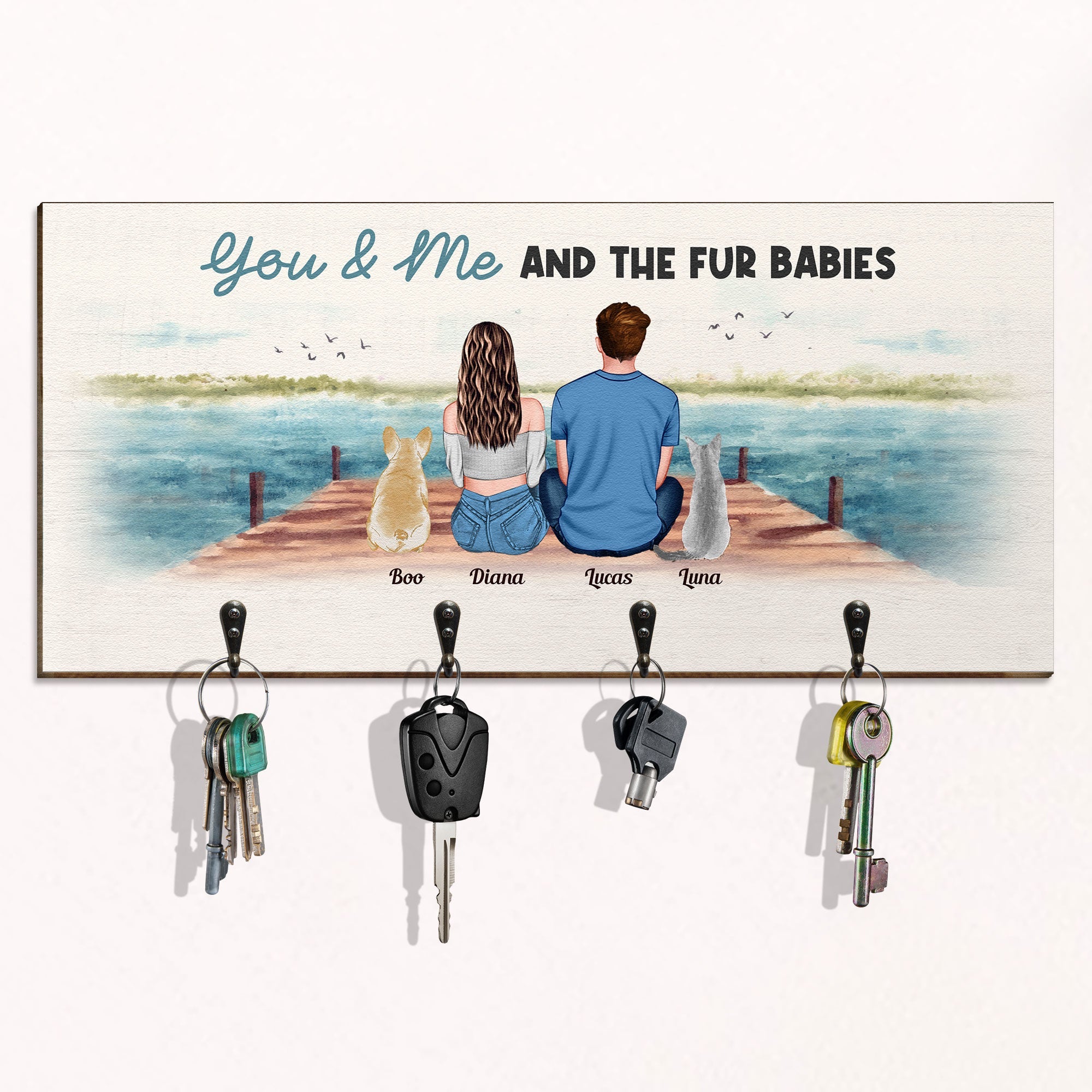 You & Me And The Fur Babies - Personalized Key Holder