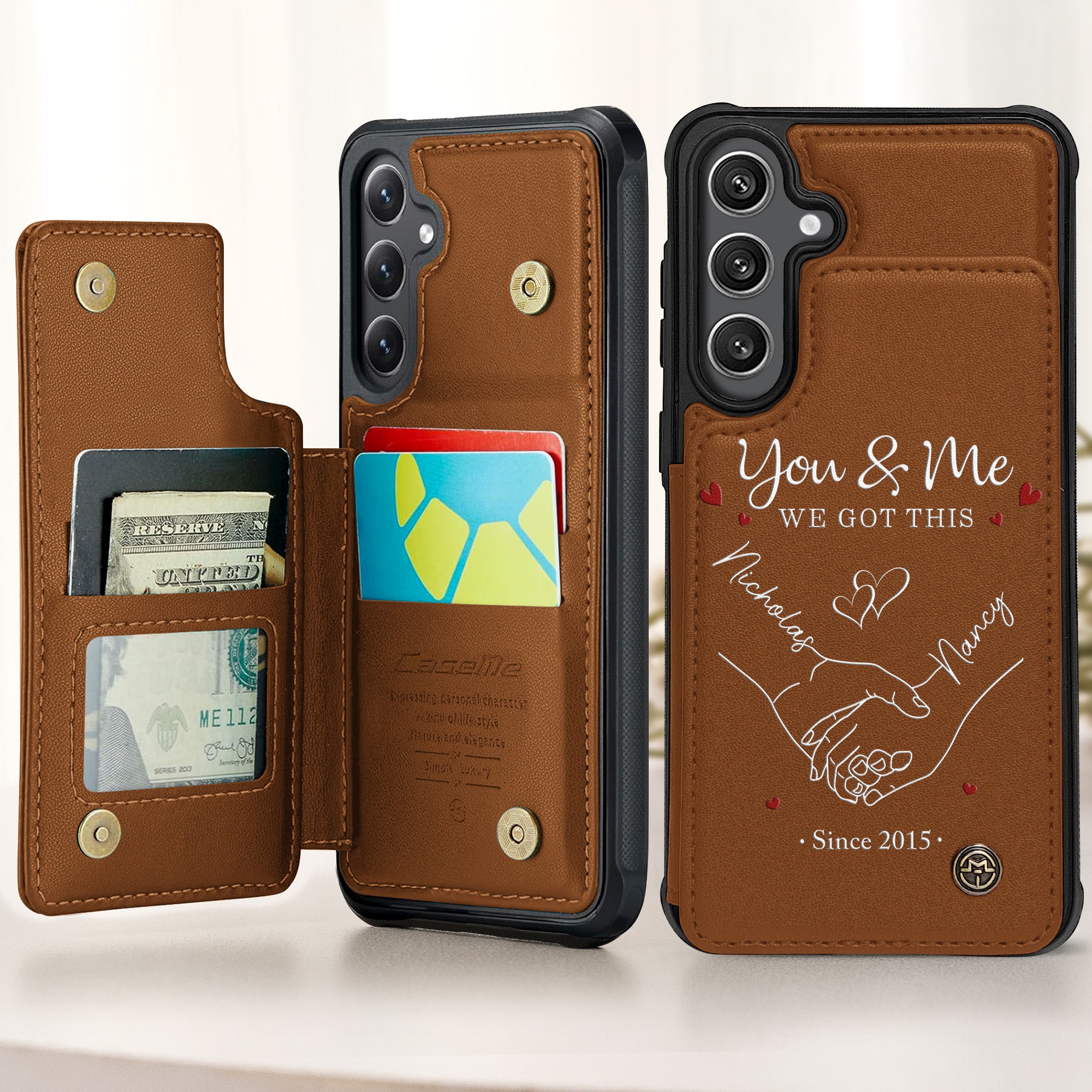 You & Me We Got This - Personalized Leather Flip Wallet Phone Case