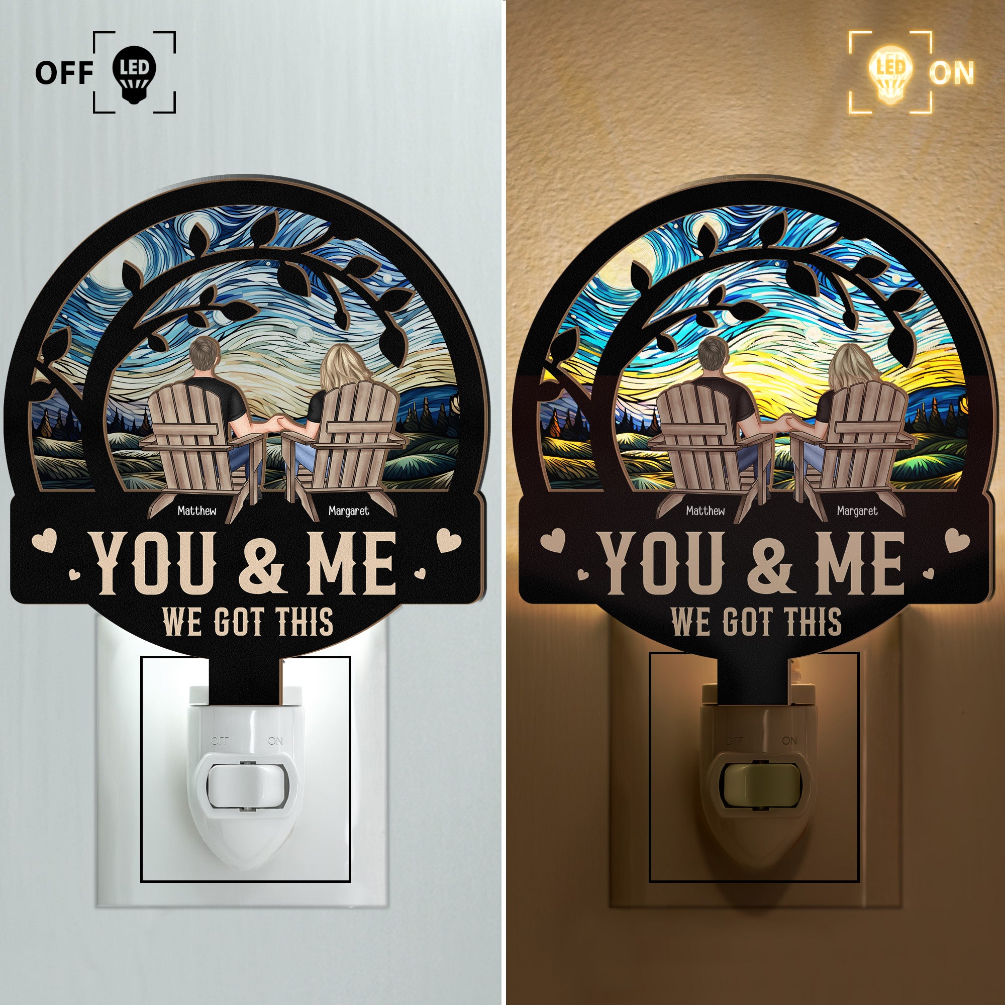 You & Me We Got This - Personalized Wood And Acrylic Night Light