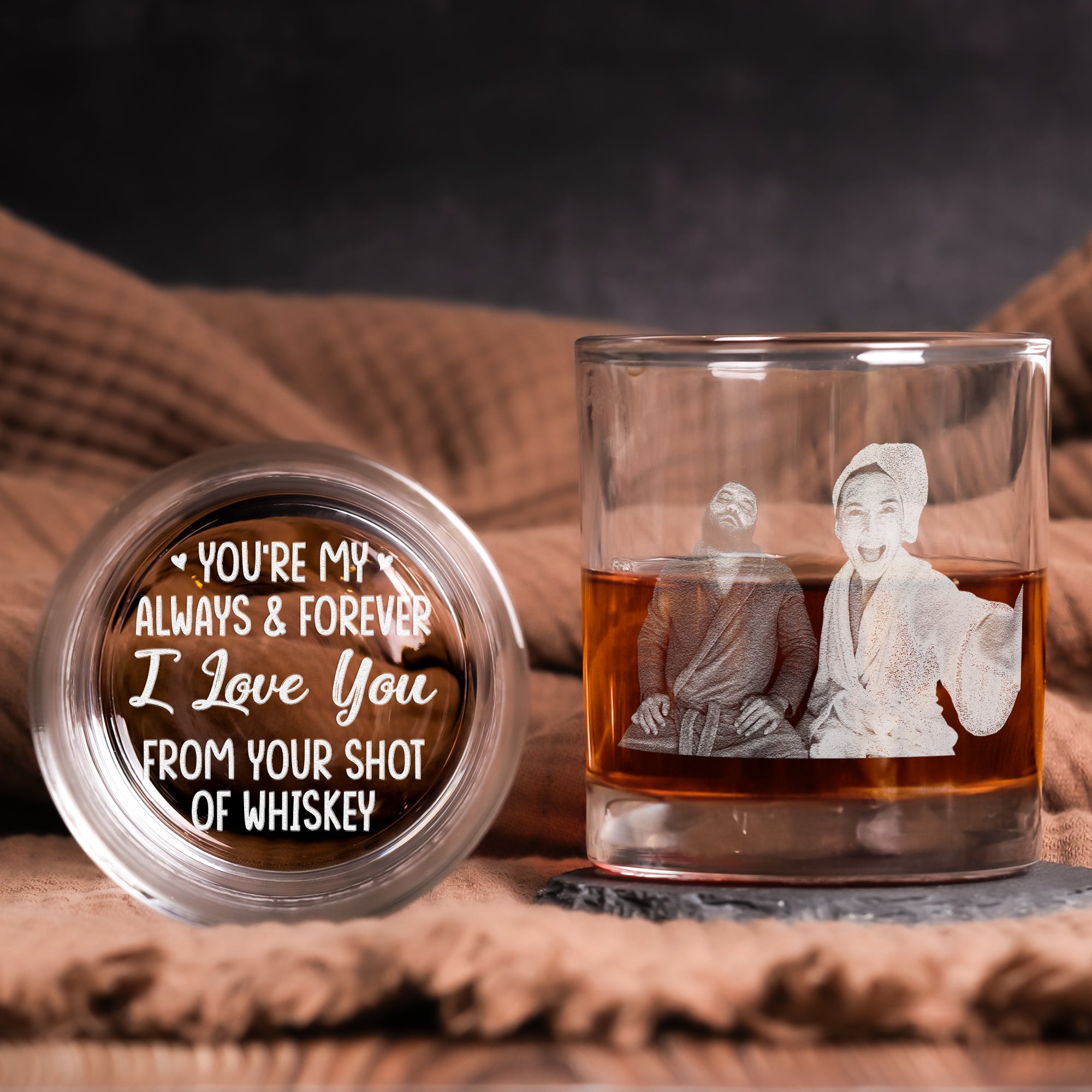 You're My Always & Forever - Personalized Whiskey Glass With Photo