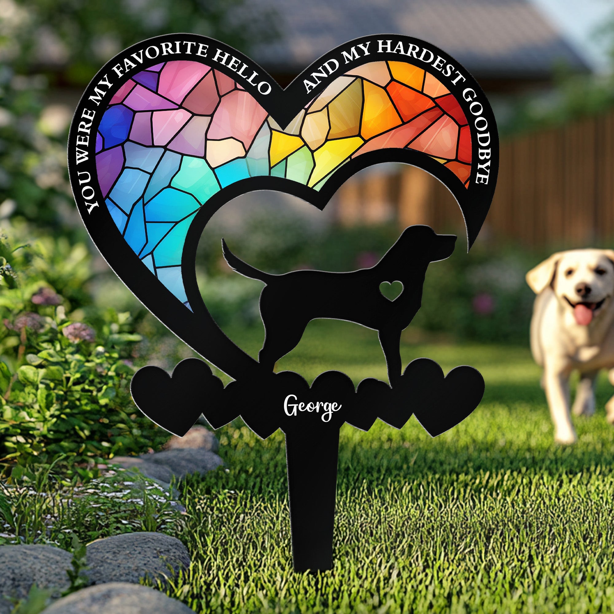You Were My Favorite Hello & My Hardest Goodbye Dog Loss - Personalized Metal Garden Stake