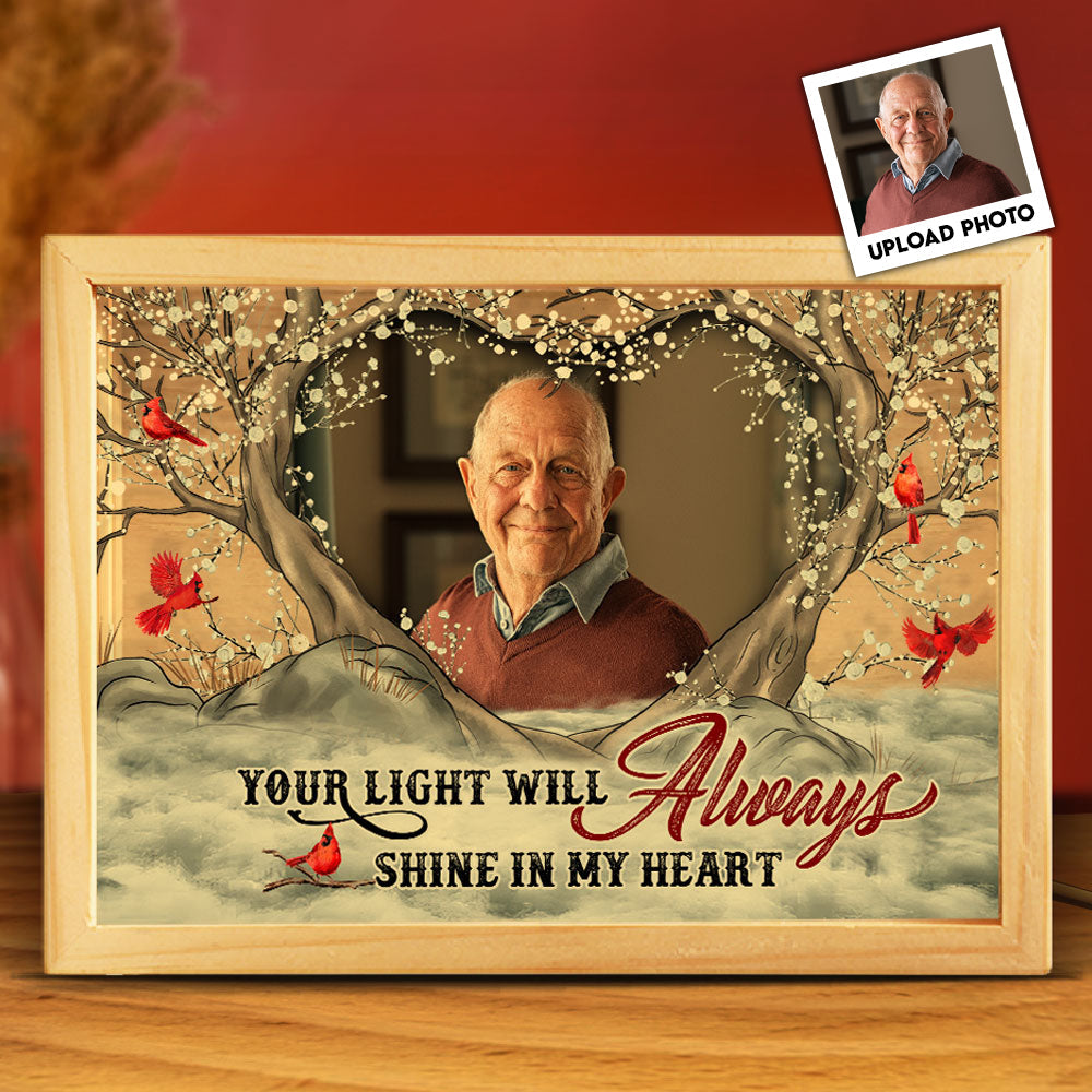 Your Light Will Always Shine In My Heart - Personalized Photo Frame Light Box