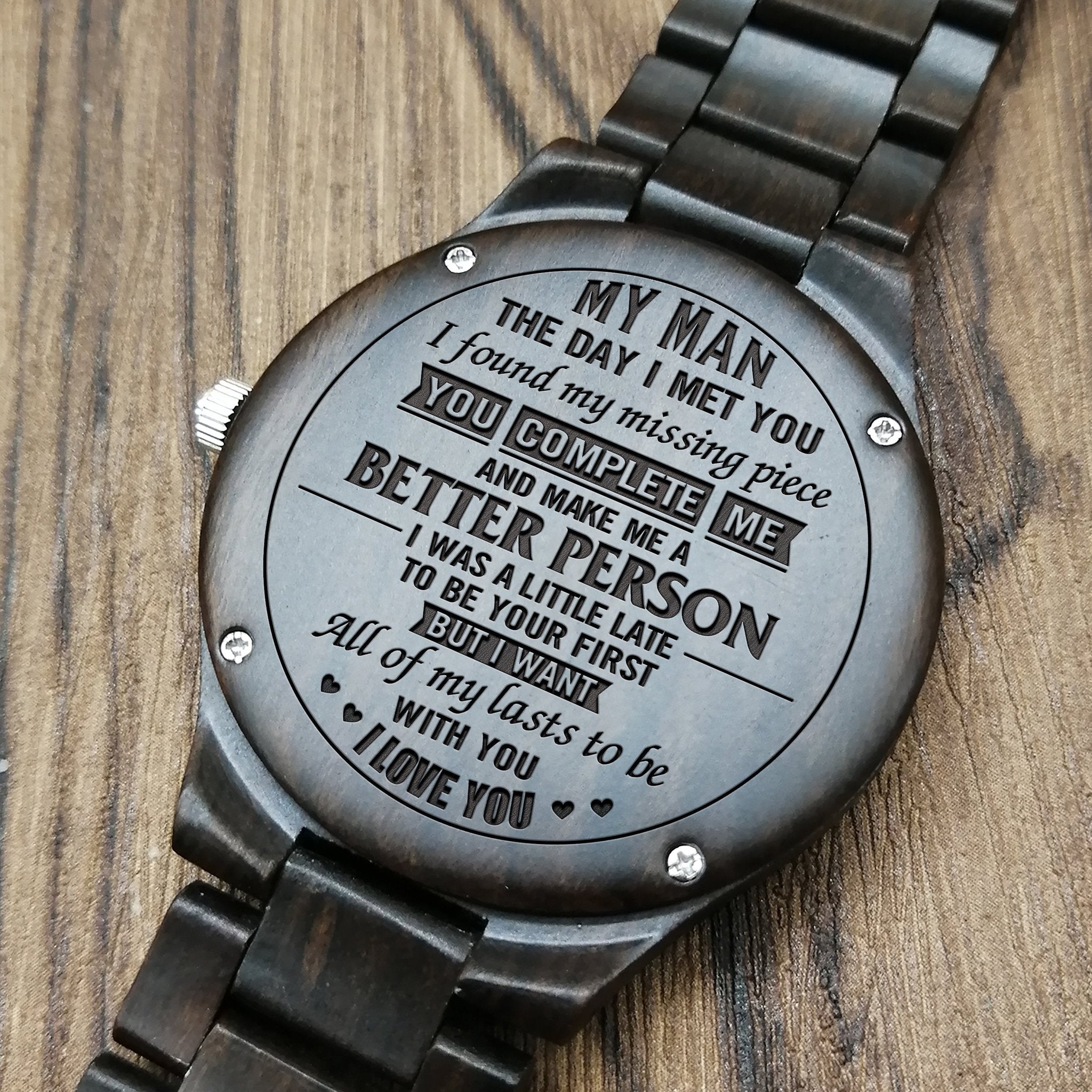 ENGRAVED WOODEN WATCH TO MY MAN-A Loves Gift