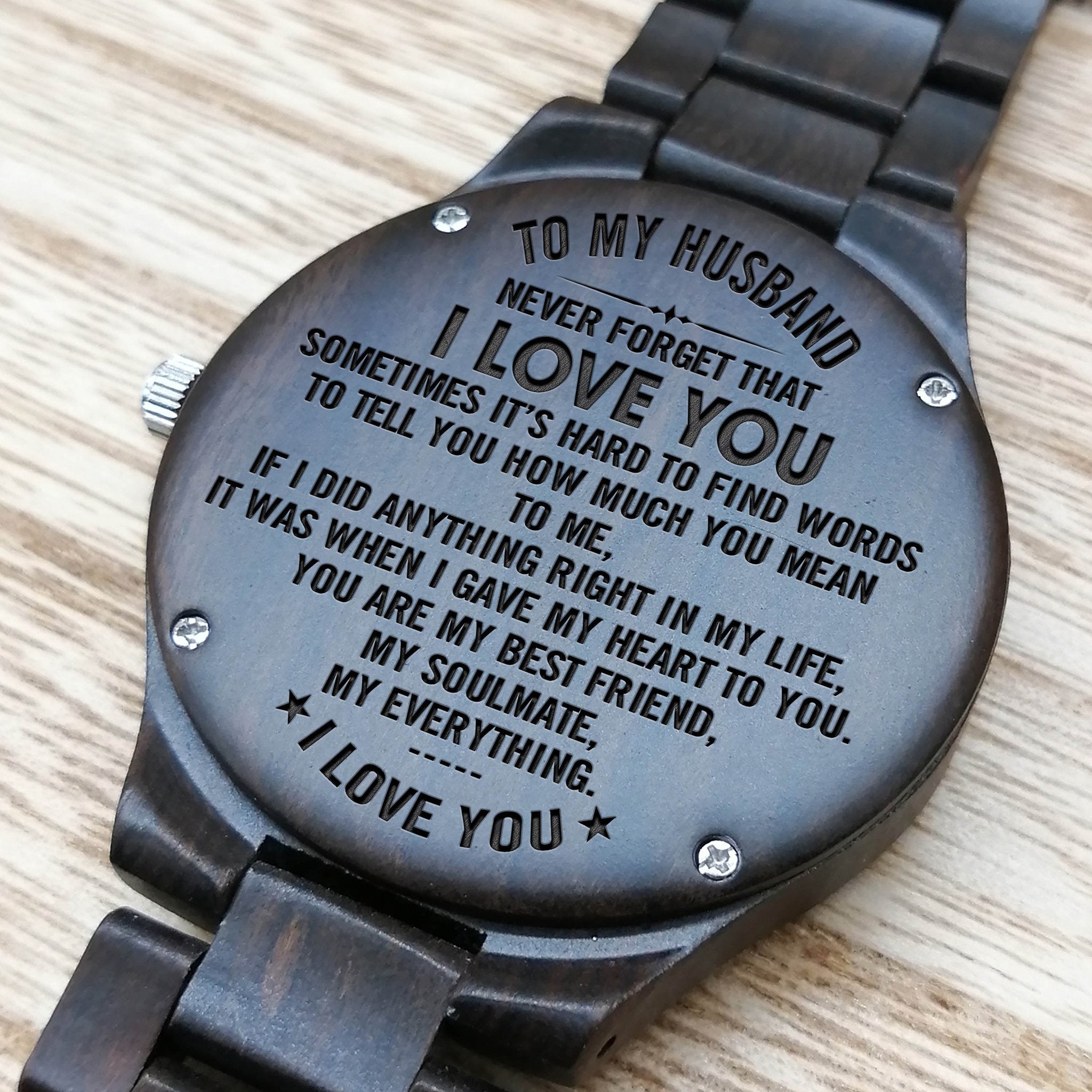 HUSBAND ENGRAVED WOODEN WATCH-A Loves Gift